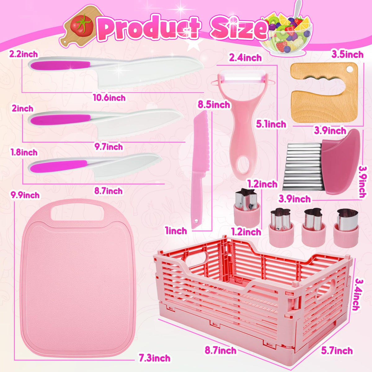 Windidi Kids Kitchen Knife Set – 13-Piece Montessori Toddler Tools with Storage Box