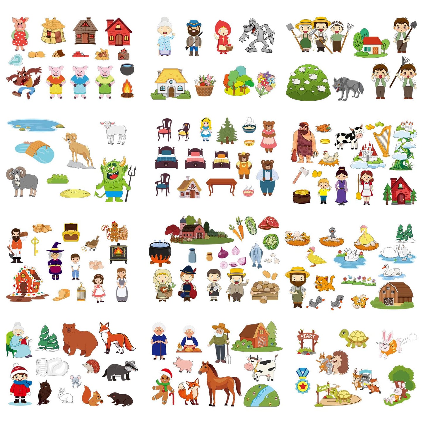 Windkream 12-Set Felt Board Stories Pieces – Felt Animals & Nursery Tales for Preschool & Storytelling