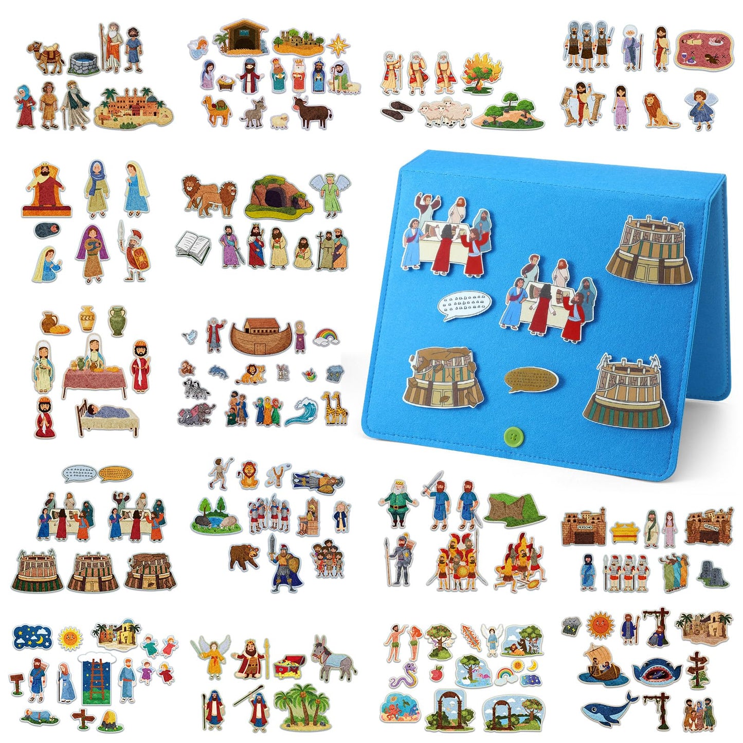 Windkream 16-Pack Felt Board Bible Stories with Storage Binder