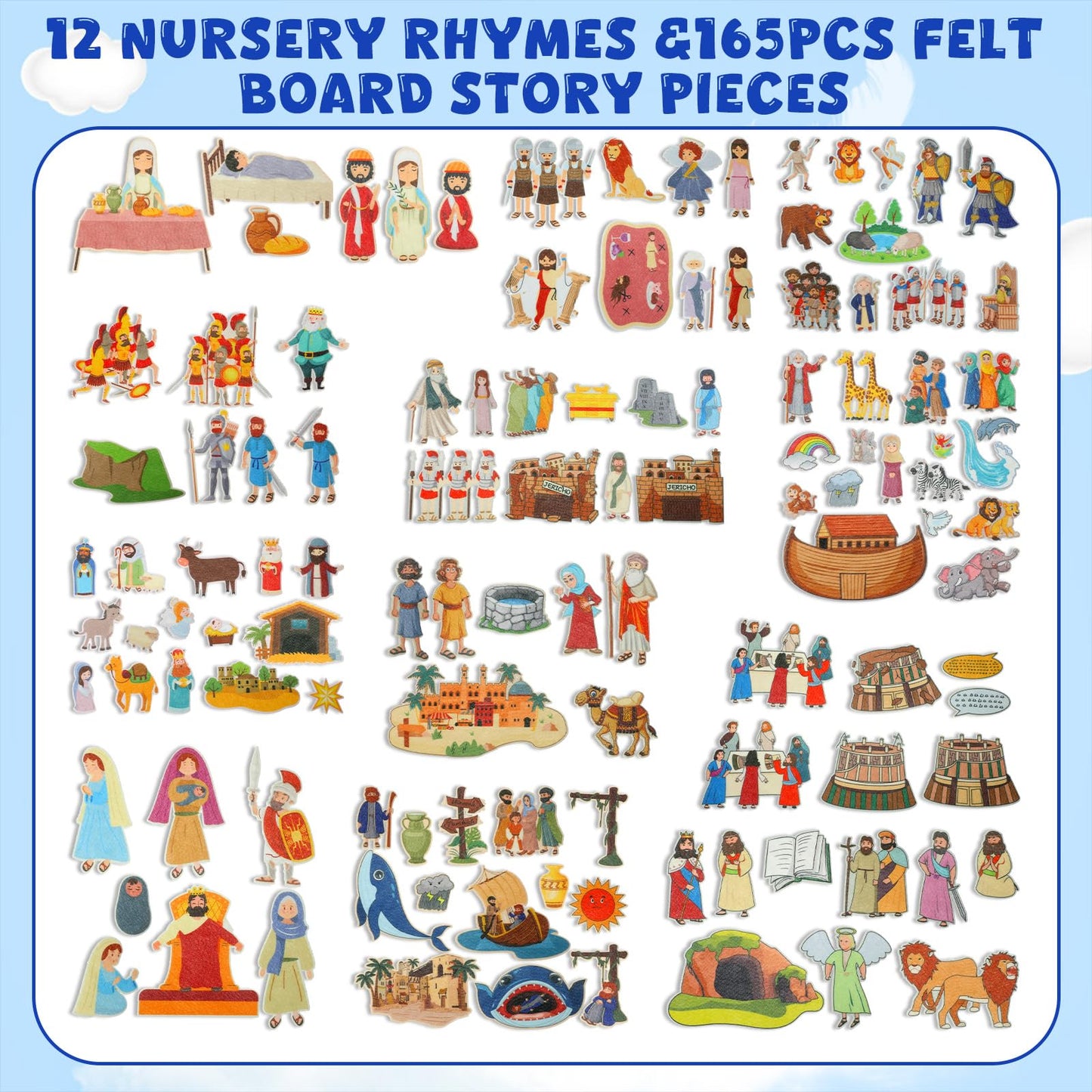 Windkream 12-Set Felt Board Stories — Bible Tales for Preschool & Toddlers