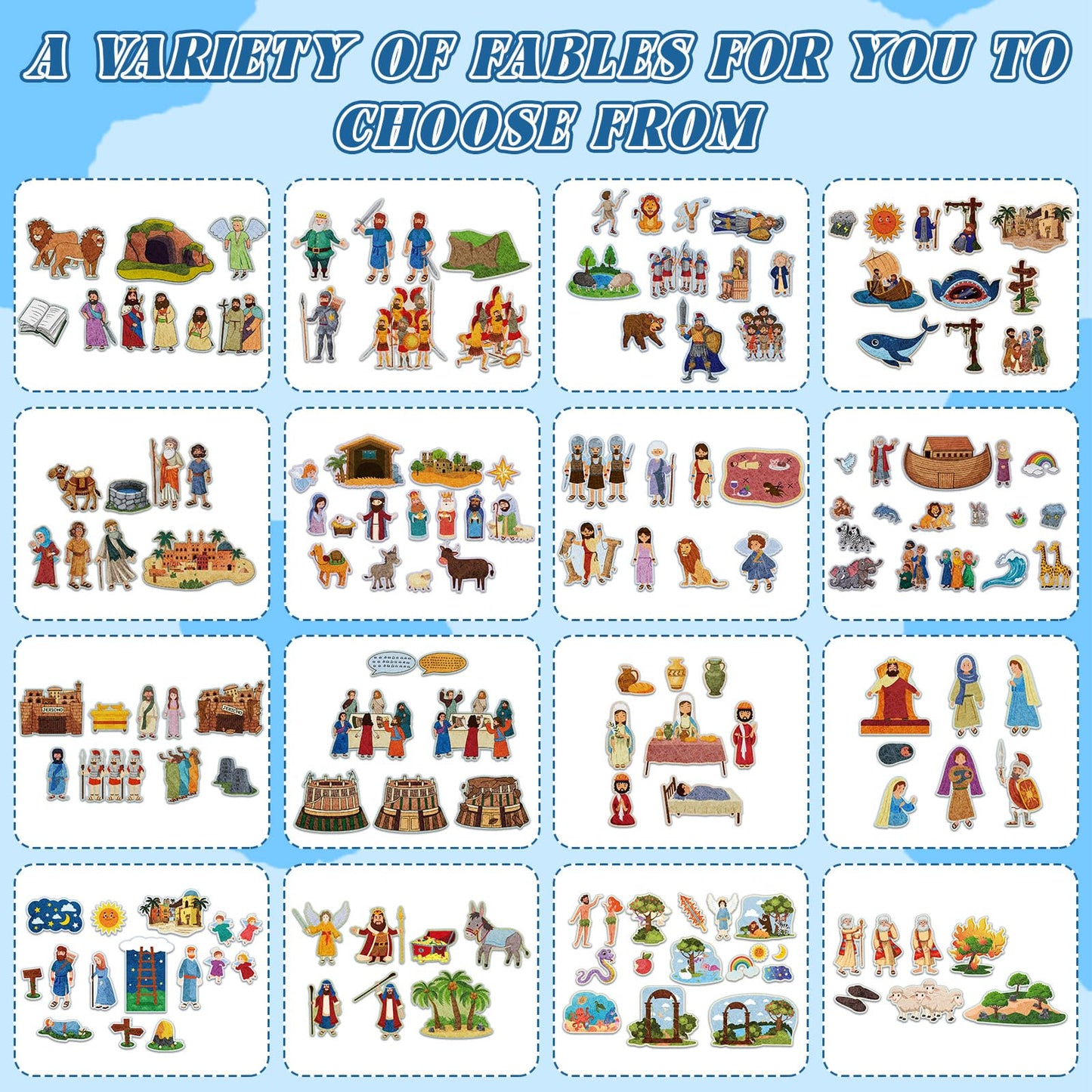 Windkream 16-Pack Felt Board Bible Stories with Storage Binder