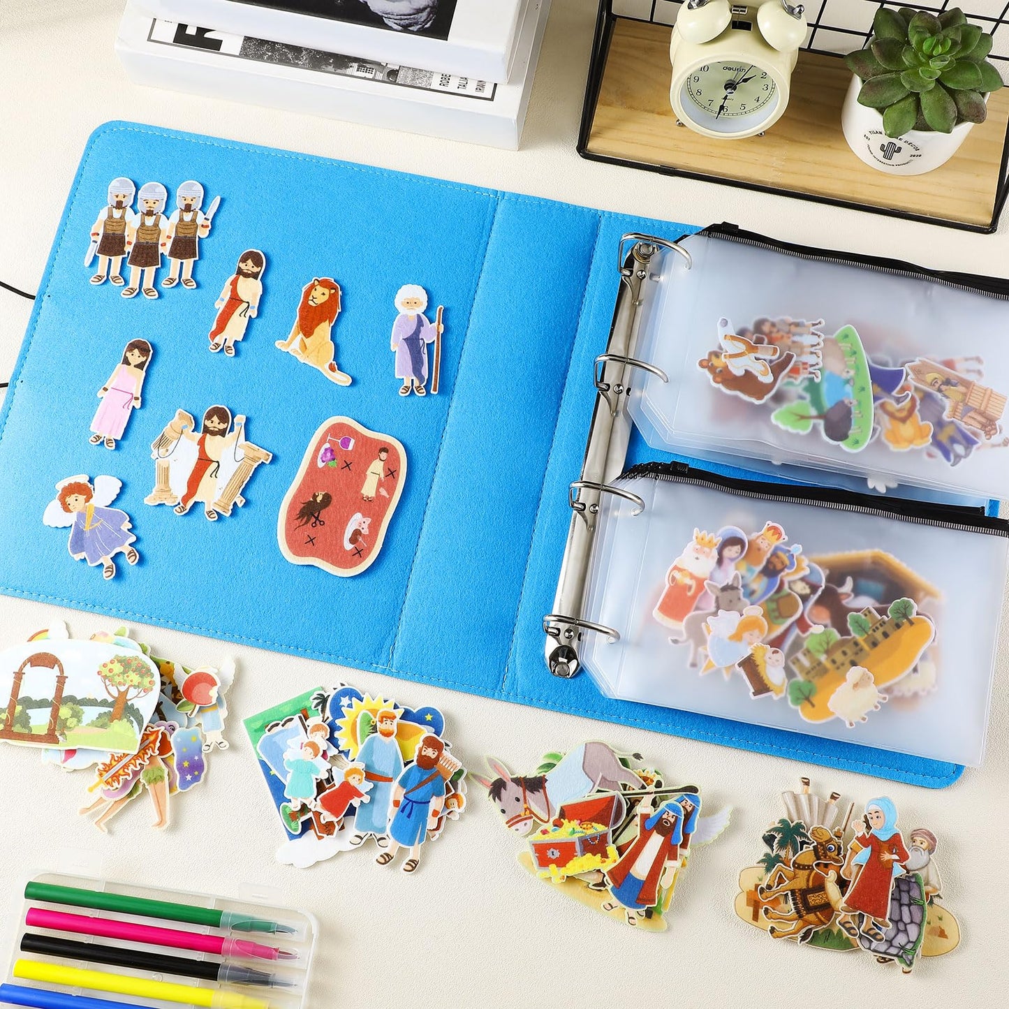 Windkream 16-Pack Felt Board Bible Stories with Storage Binder