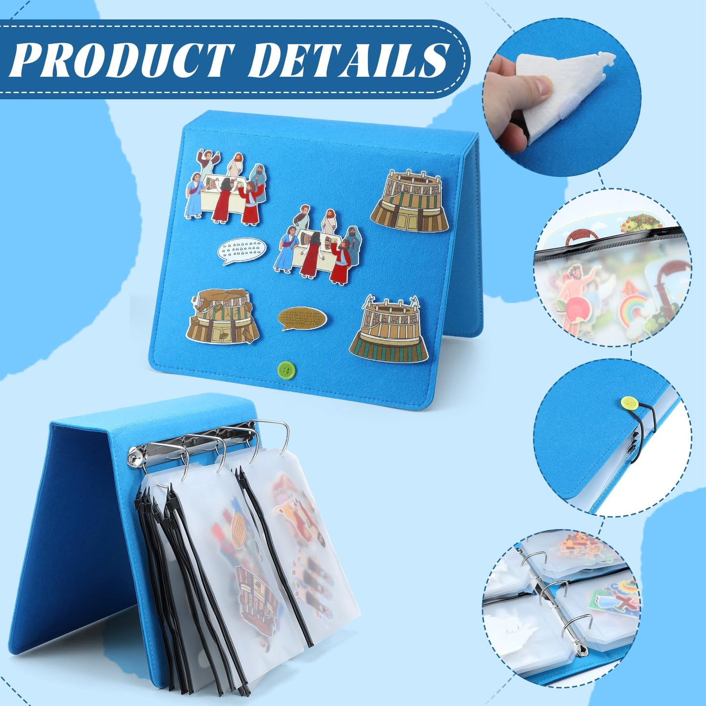 Windkream 16-Pack Felt Board Bible Stories with Storage Binder
