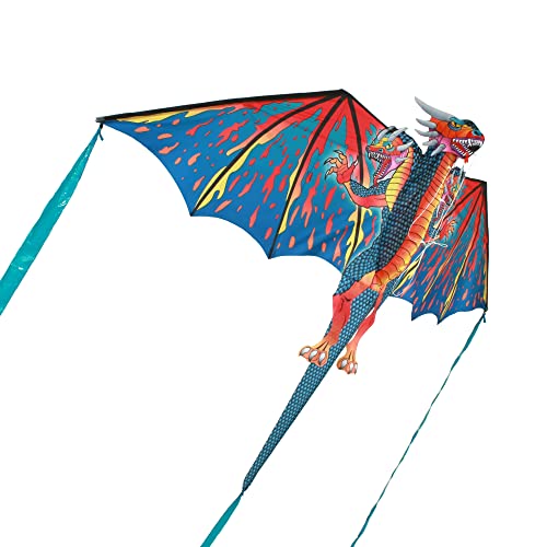 WindNSun Supersized Three-Headed Dragon 3D Kite — 76in Wingspan, Fiberglass Frame, Vibrant Colors