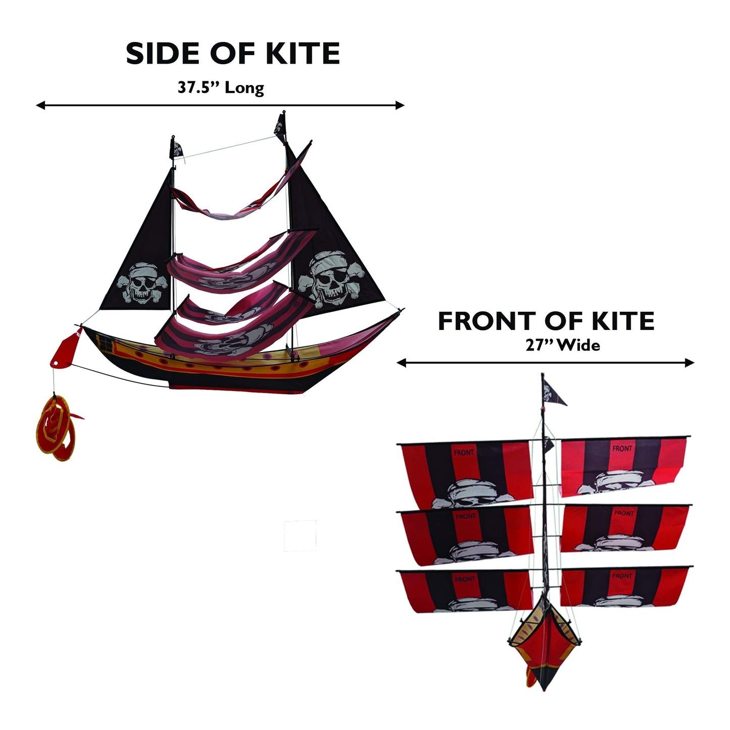 WindNSun Super Size 3D Nylon Pirate Ship Kite – 37 Inches Tall