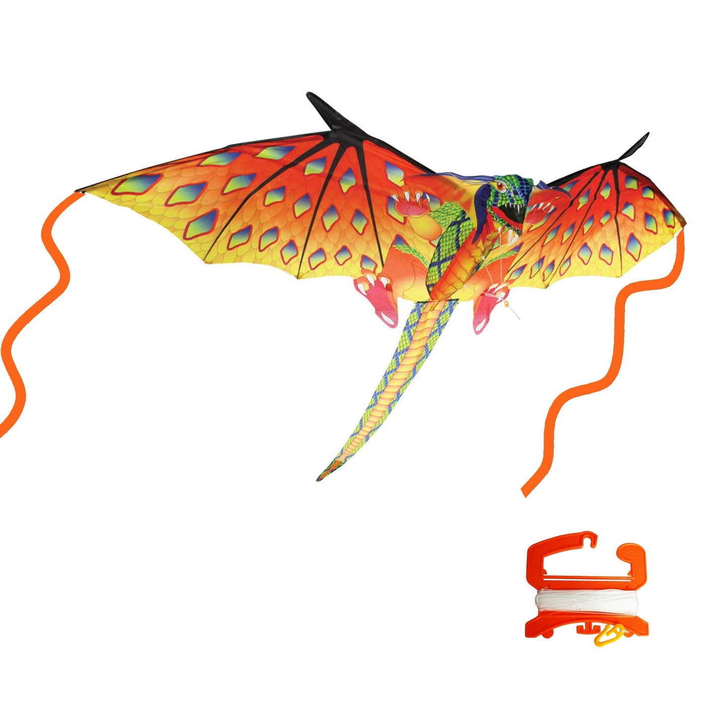 WindNSun Super Size 3D Green Dragon Kite - 76in Wide, Durable Fiberglass Frame & Ripstop Nylon