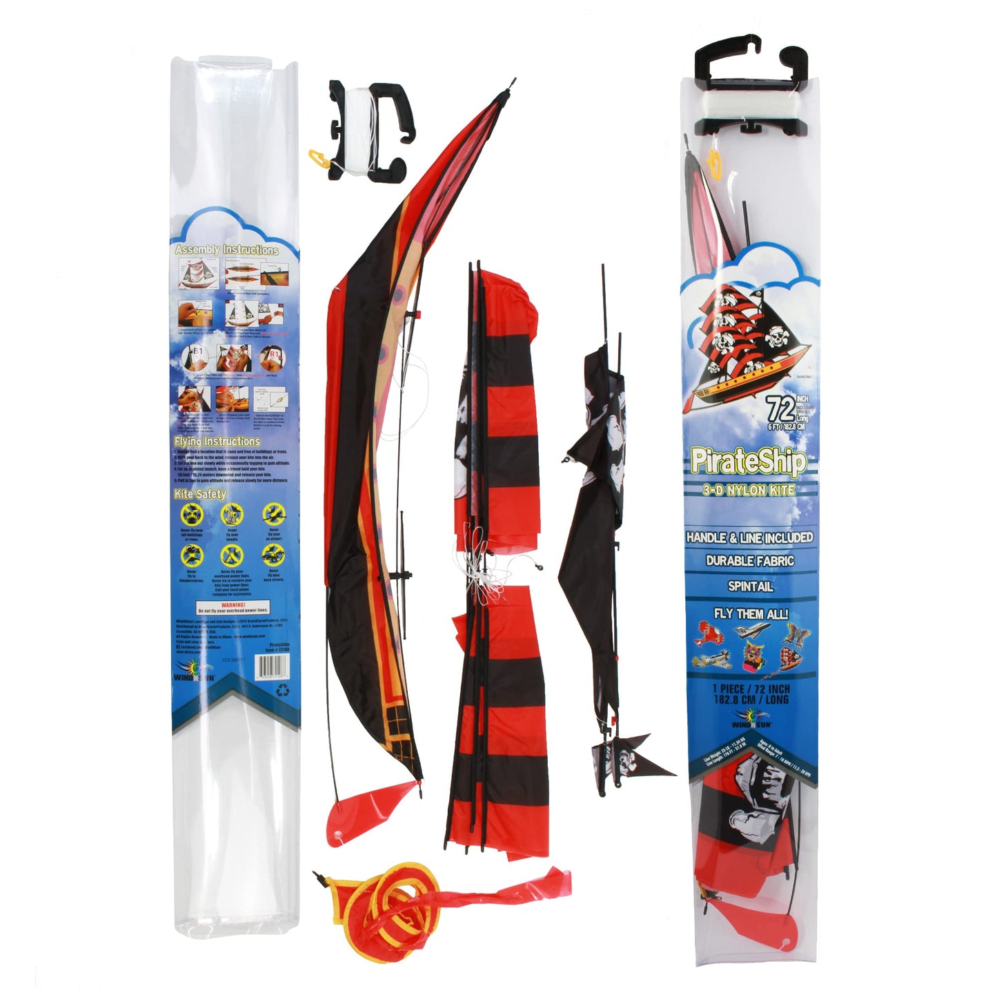 WindNSun Super Size 3D Nylon Pirate Ship Kite – 37 Inches Tall