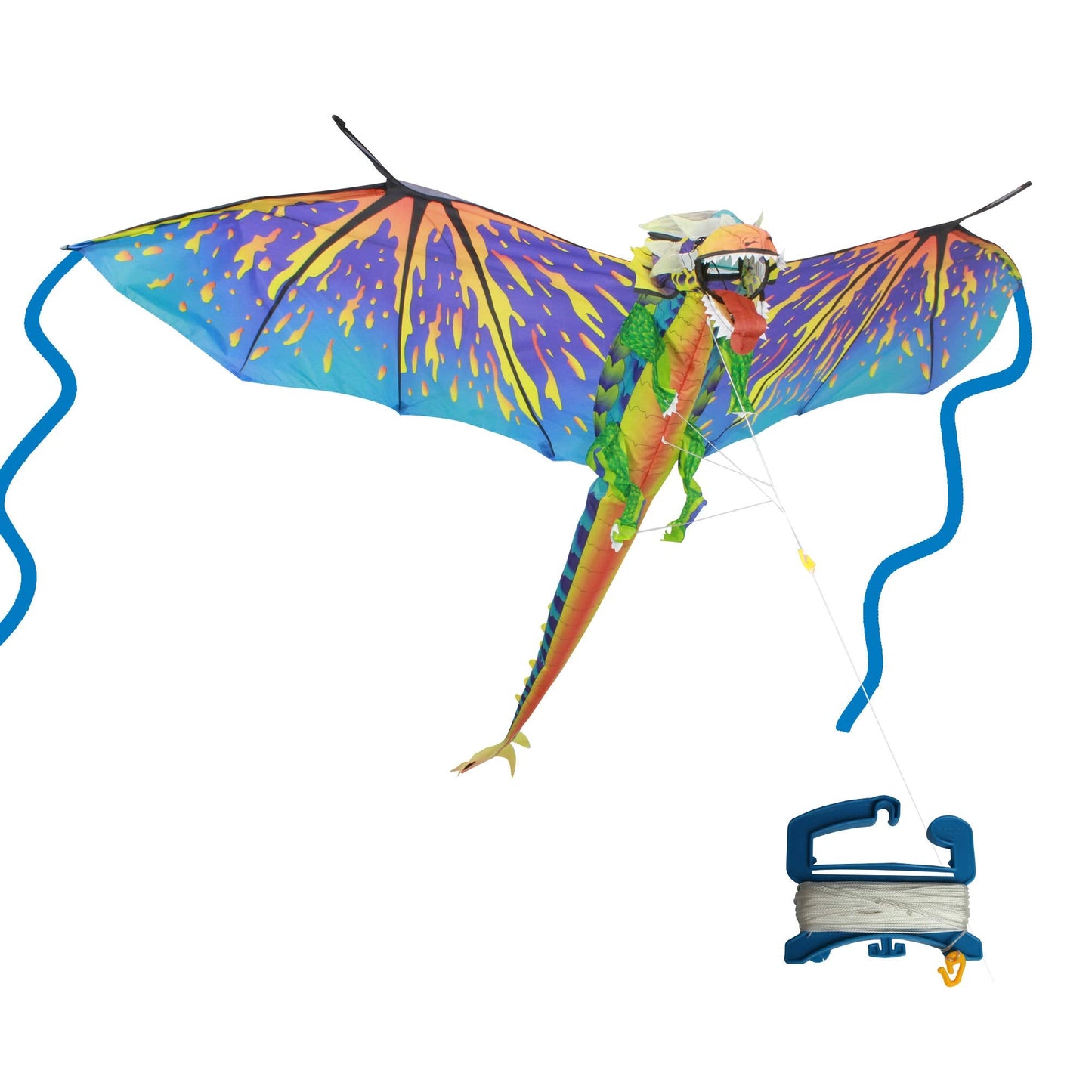 WindNSun Super Size 3D Nylon Kite - Blue Dragon, 76 Inches Wide