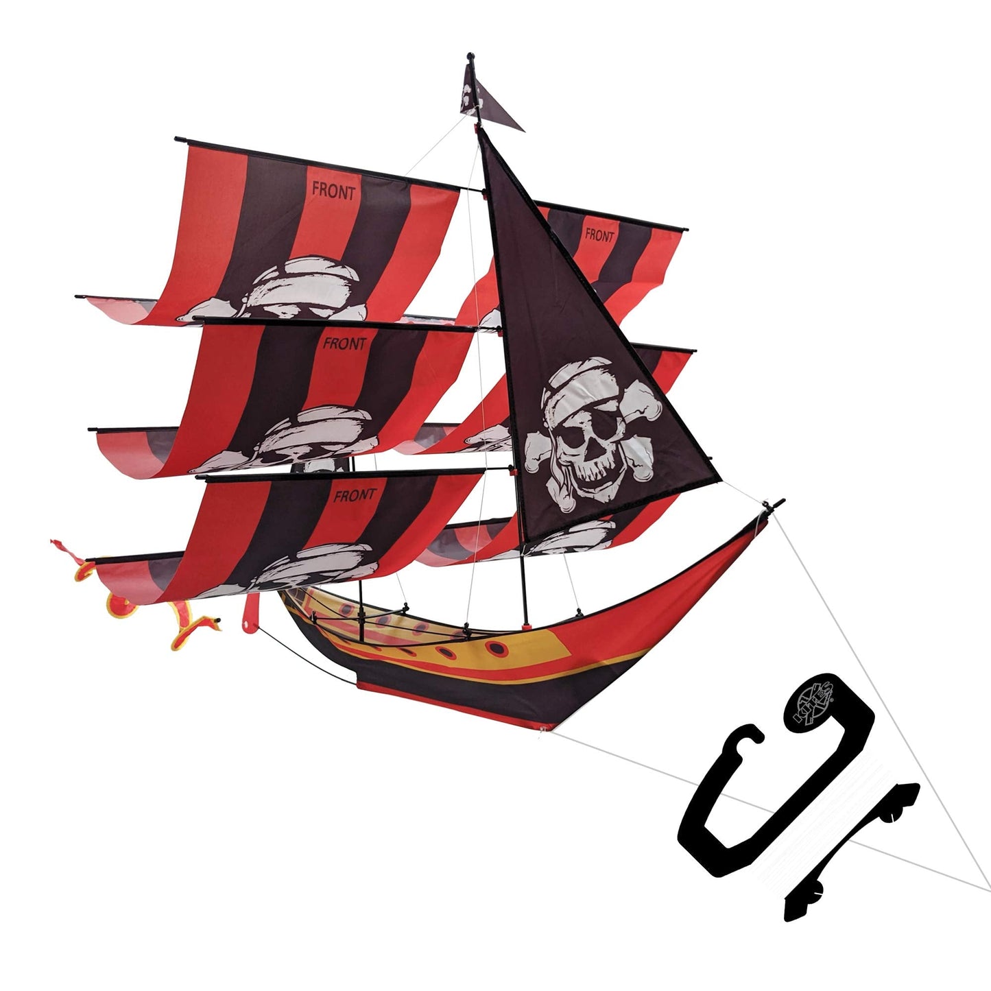 WindNSun Super Size 3D Nylon Pirate Ship Kite – 37 Inches Tall