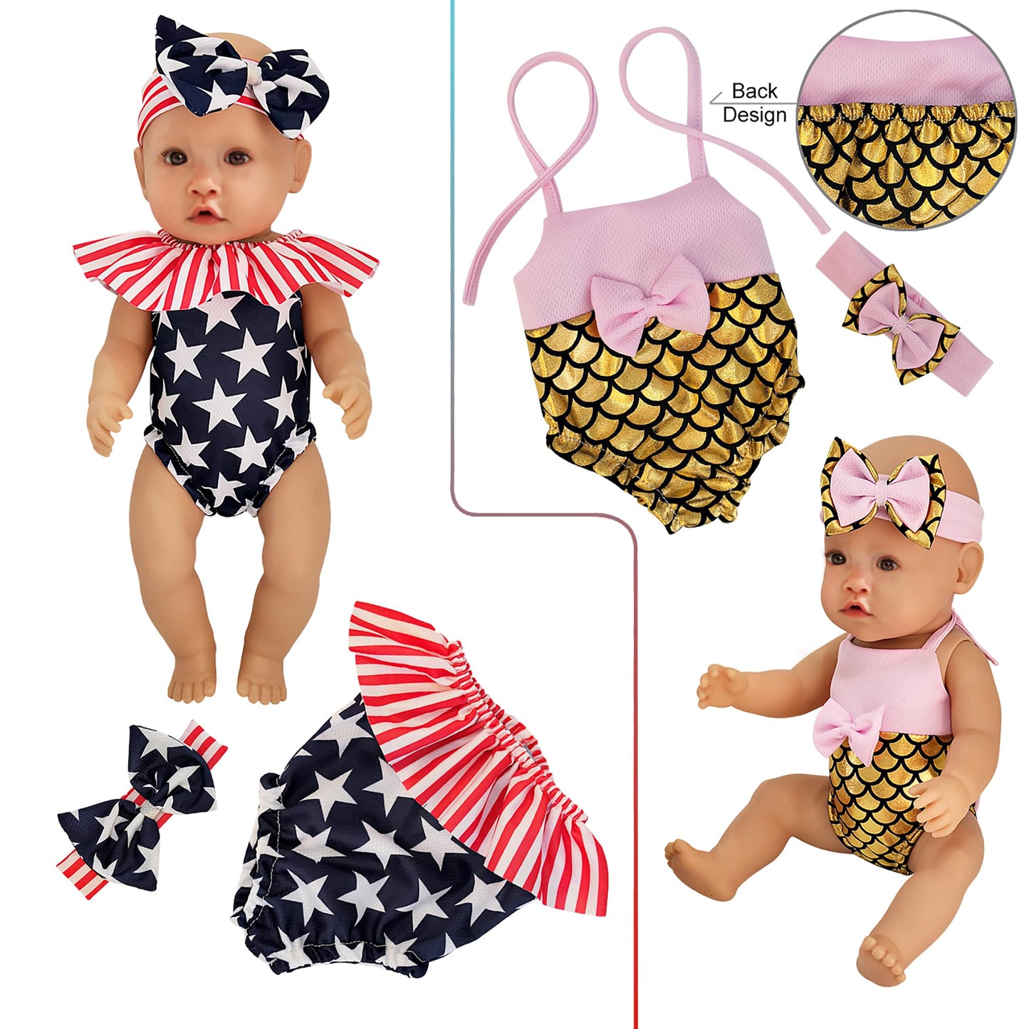 Windolls 10 Sets 14-16 Inch Doll Clothes & Accessories for 15-Inch Newborn Dolls – Outfits & Headbands