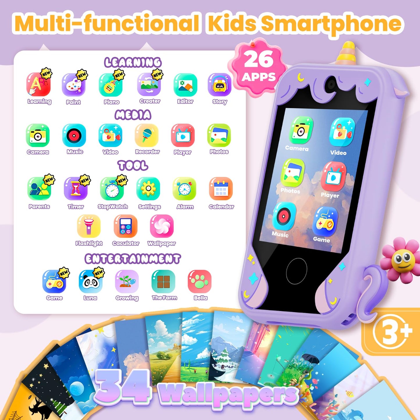 Windpaint Kids Phone – 2.8-inch Touchscreen Detective Toy for Ages 3–10