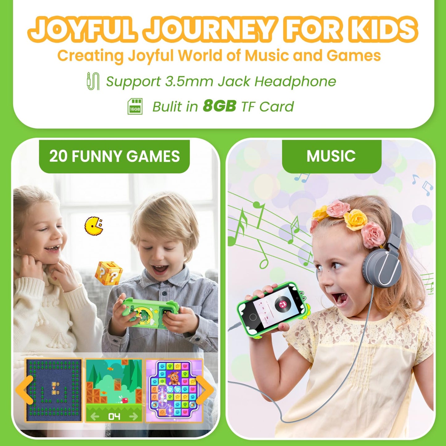 Windpaint Kids Phone for Girls & Boys – 2.8-Inch Touchscreen Educational Toy (Green)