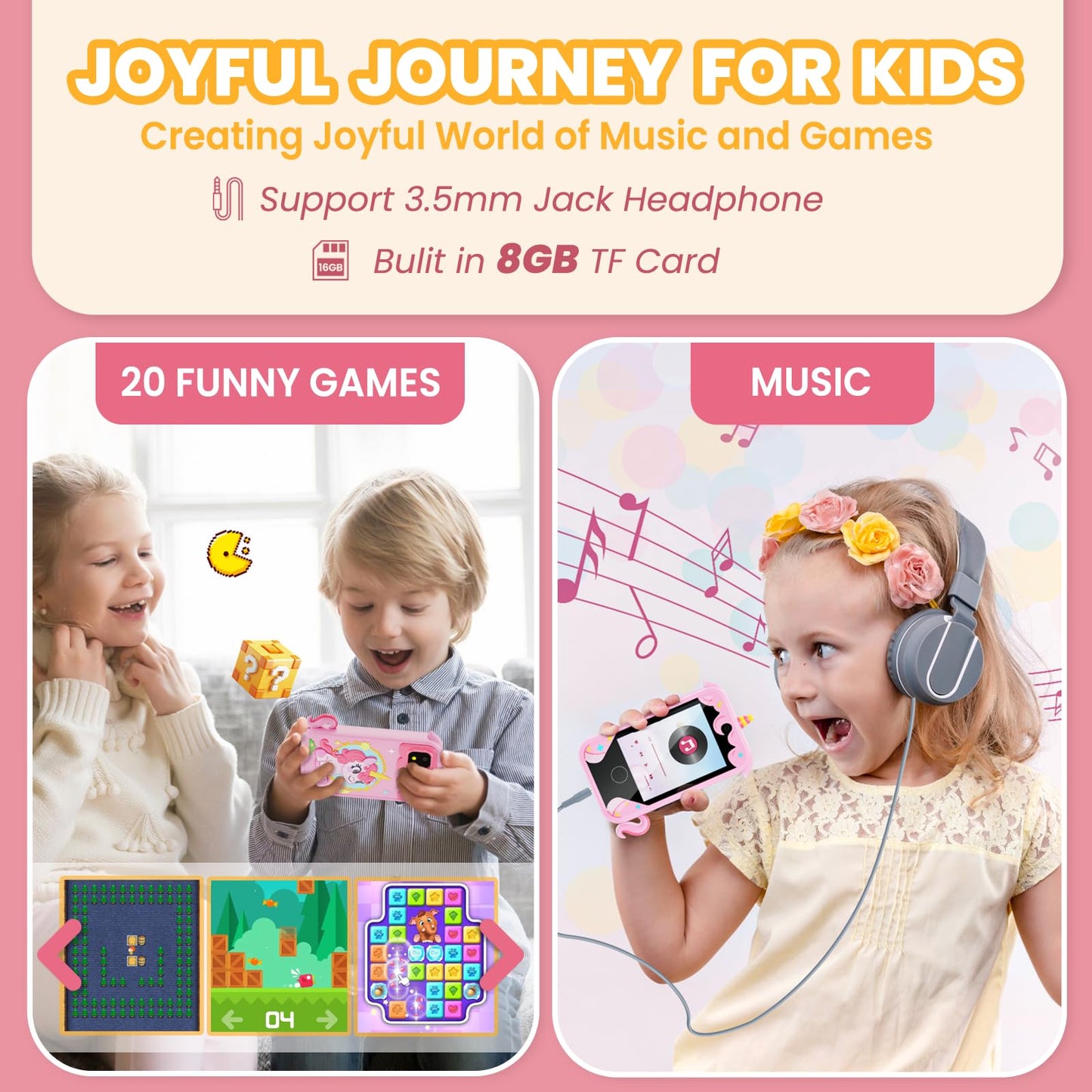 Windpaint Kids Phone - 2.8-inch Touchscreen Educational Toy (Pink)
