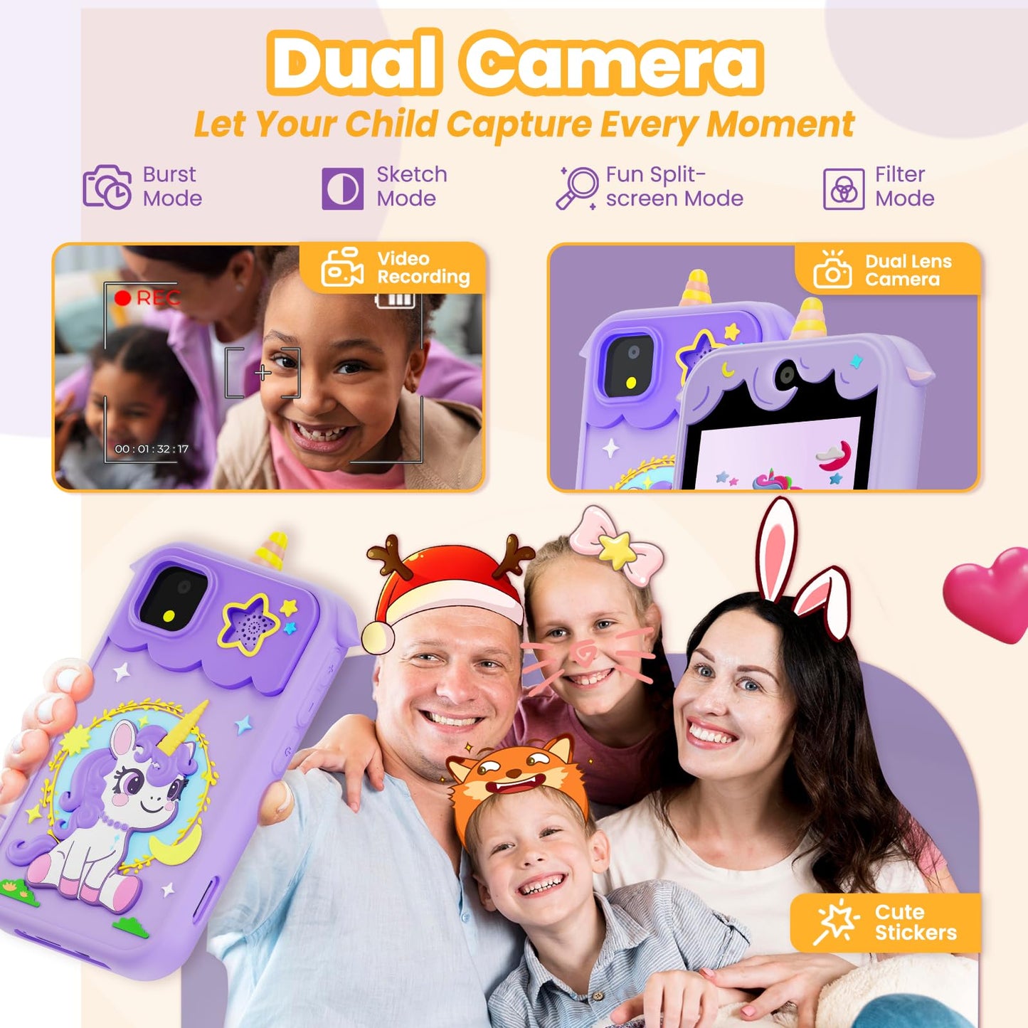 Windpaint Kids Phone – 2.8-inch Touchscreen Detective Toy for Ages 3–10