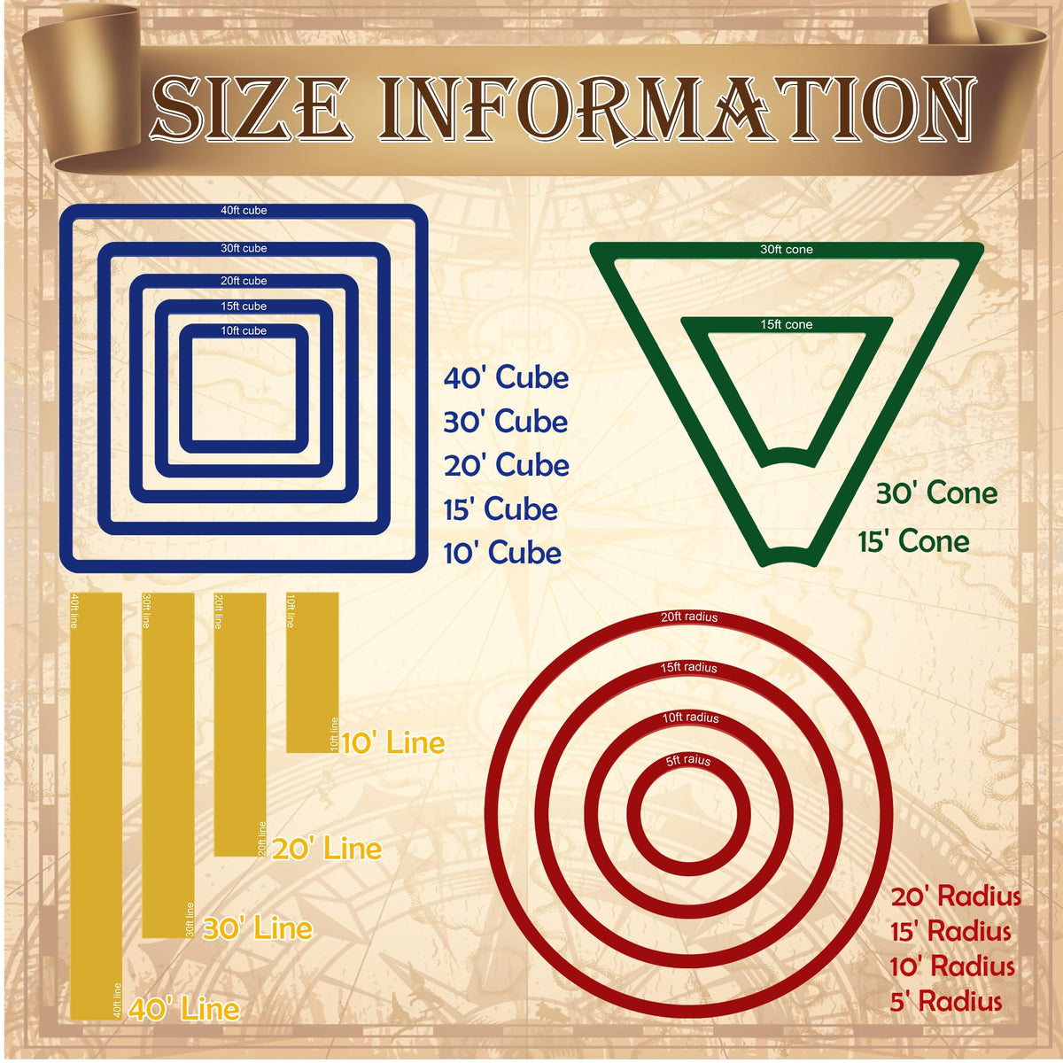 Windspeed 15 Pcs Spell AOE Templates for DND | Area of Effect Markers & Range Tools