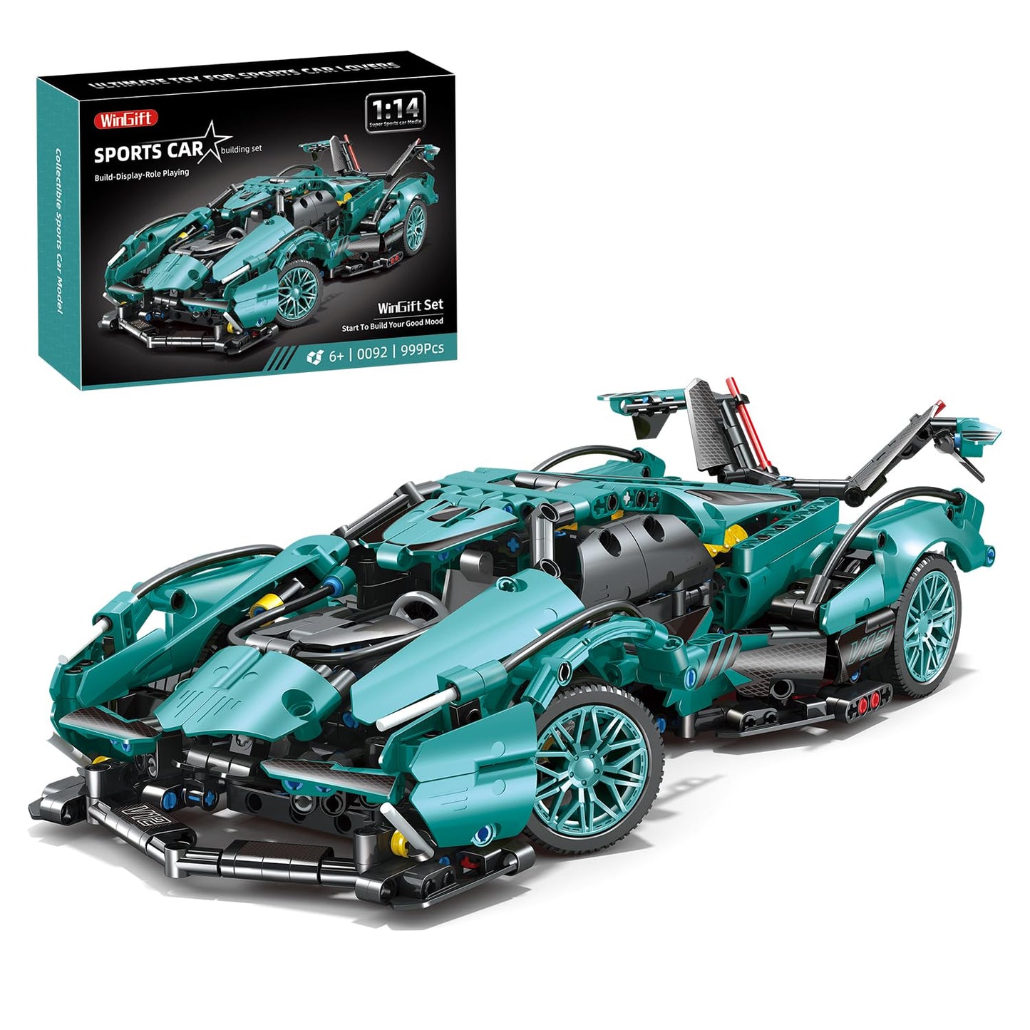 WINGIFT 999-Piece 1:14 Sports Car Building Blocks – STEM Model Kit for Boys & Adults