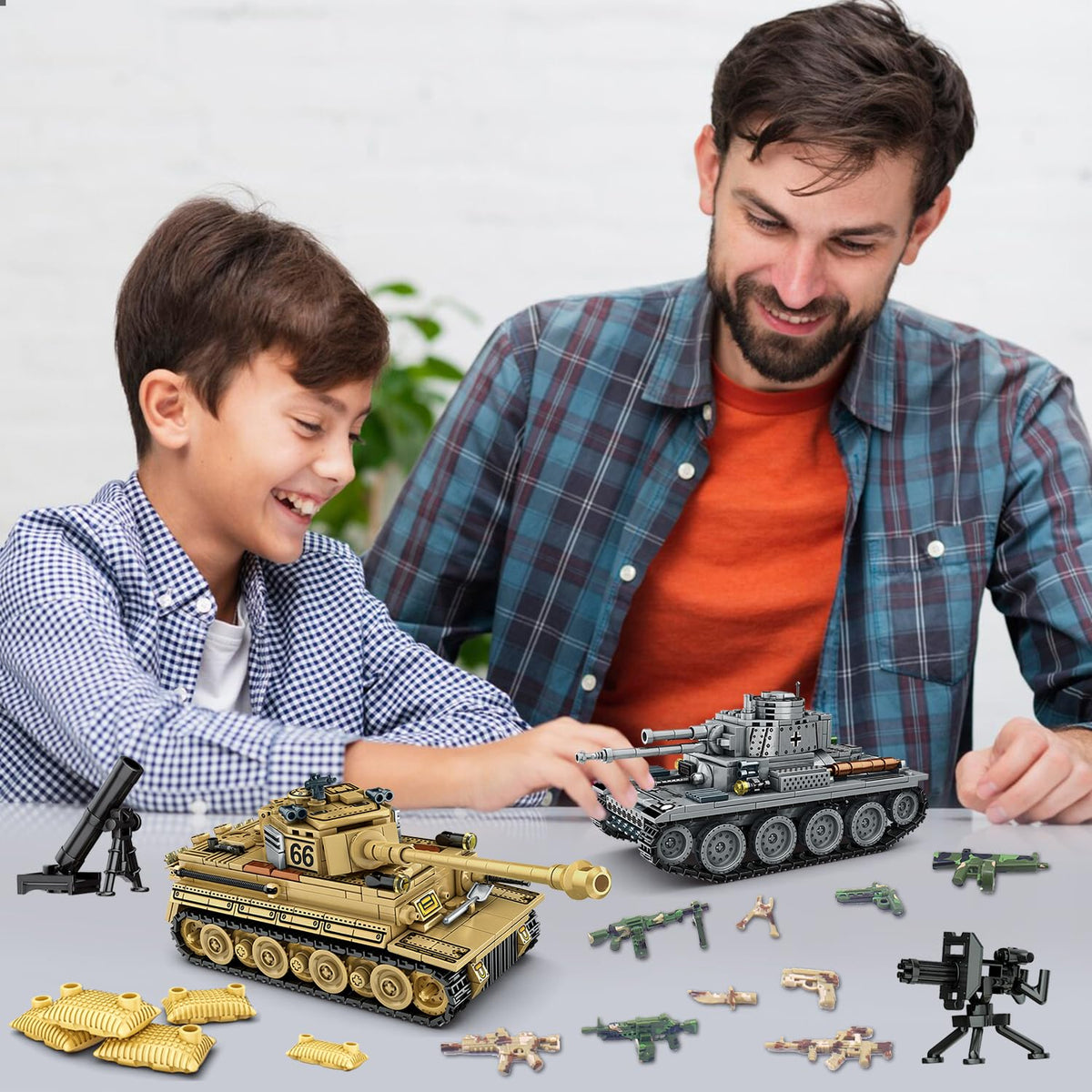 WINGIFT 1030-Piece WW2 Army Tank Set: Panzer 38(t) & Tiger Tank Models for Collectors and Family Builds