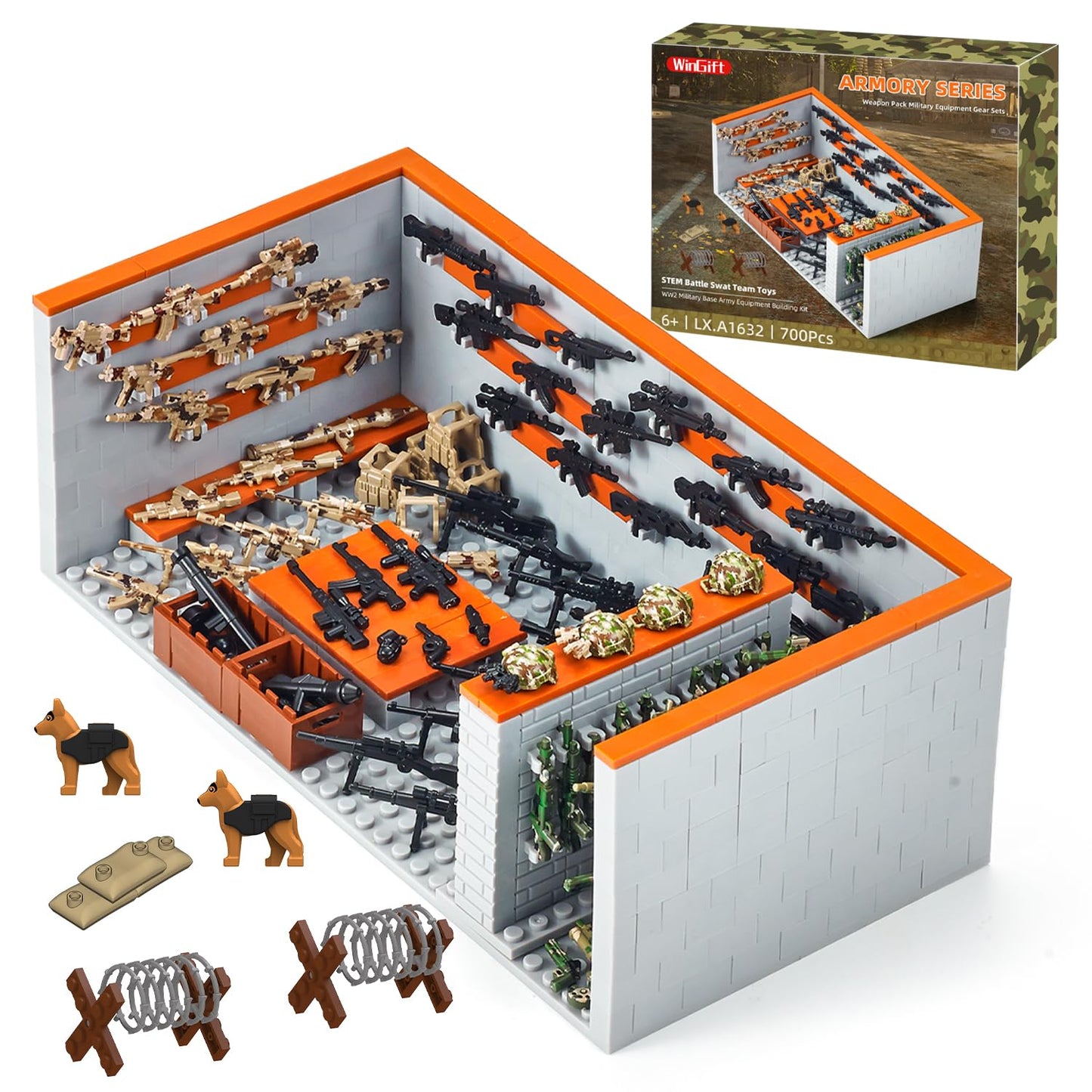WINGIFT 700-Piece Armory Building Set | WW2 Military Base & STEM Kit