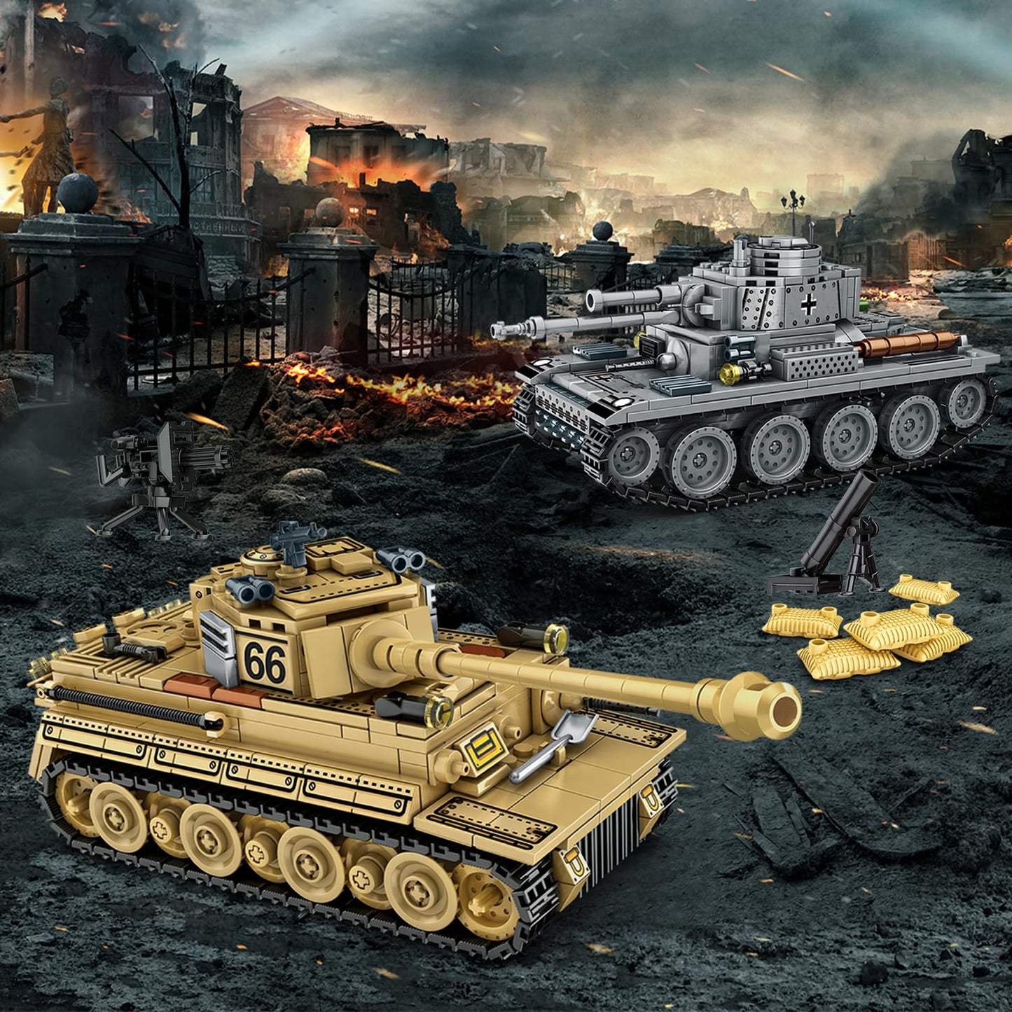 WINGIFT 1030-Piece WW2 Army Tank Set: Panzer 38(t) & Tiger Tank Models for Collectors and Family Builds