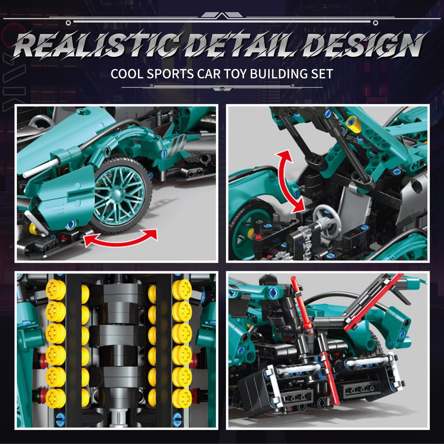WINGIFT 999-Piece 1:14 Sports Car Building Blocks – STEM Model Kit for Boys & Adults