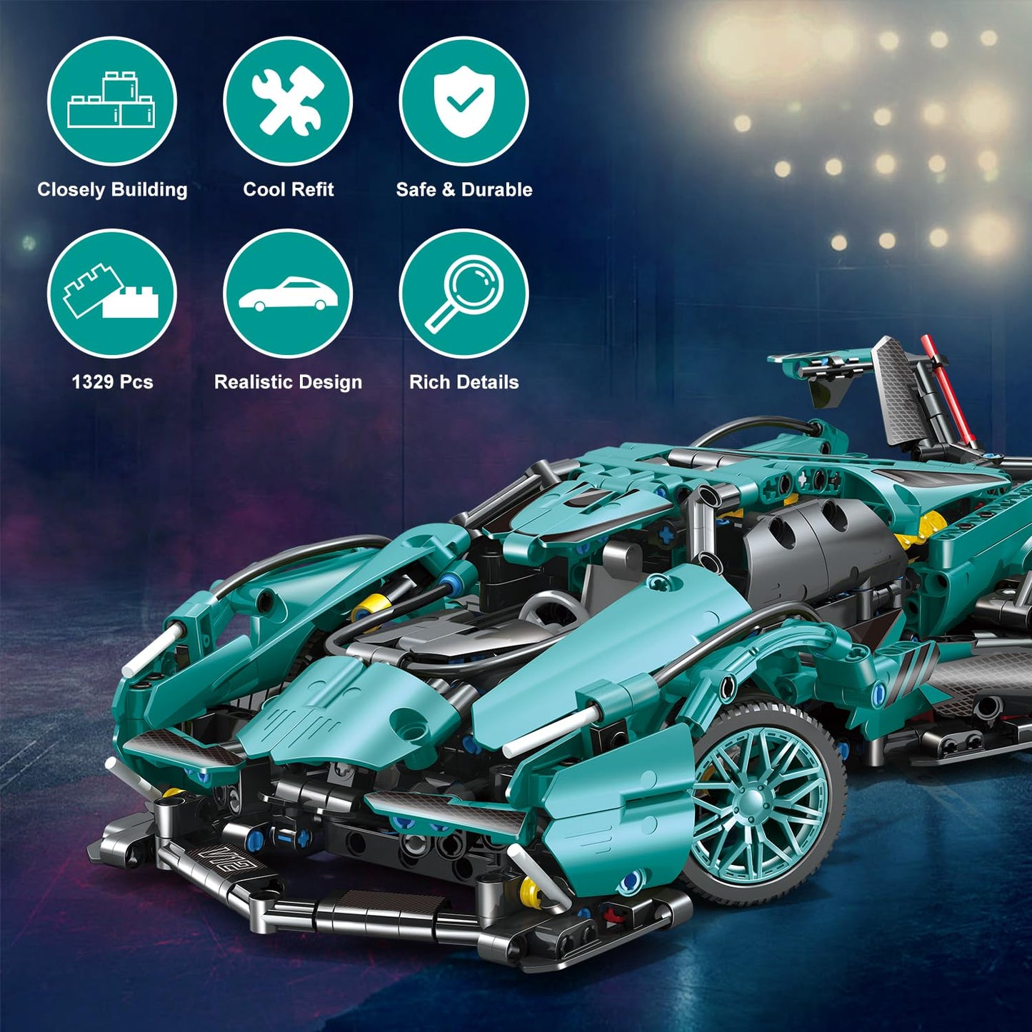 WINGIFT 999-Piece 1:14 Sports Car Building Blocks – STEM Model Kit for Boys & Adults