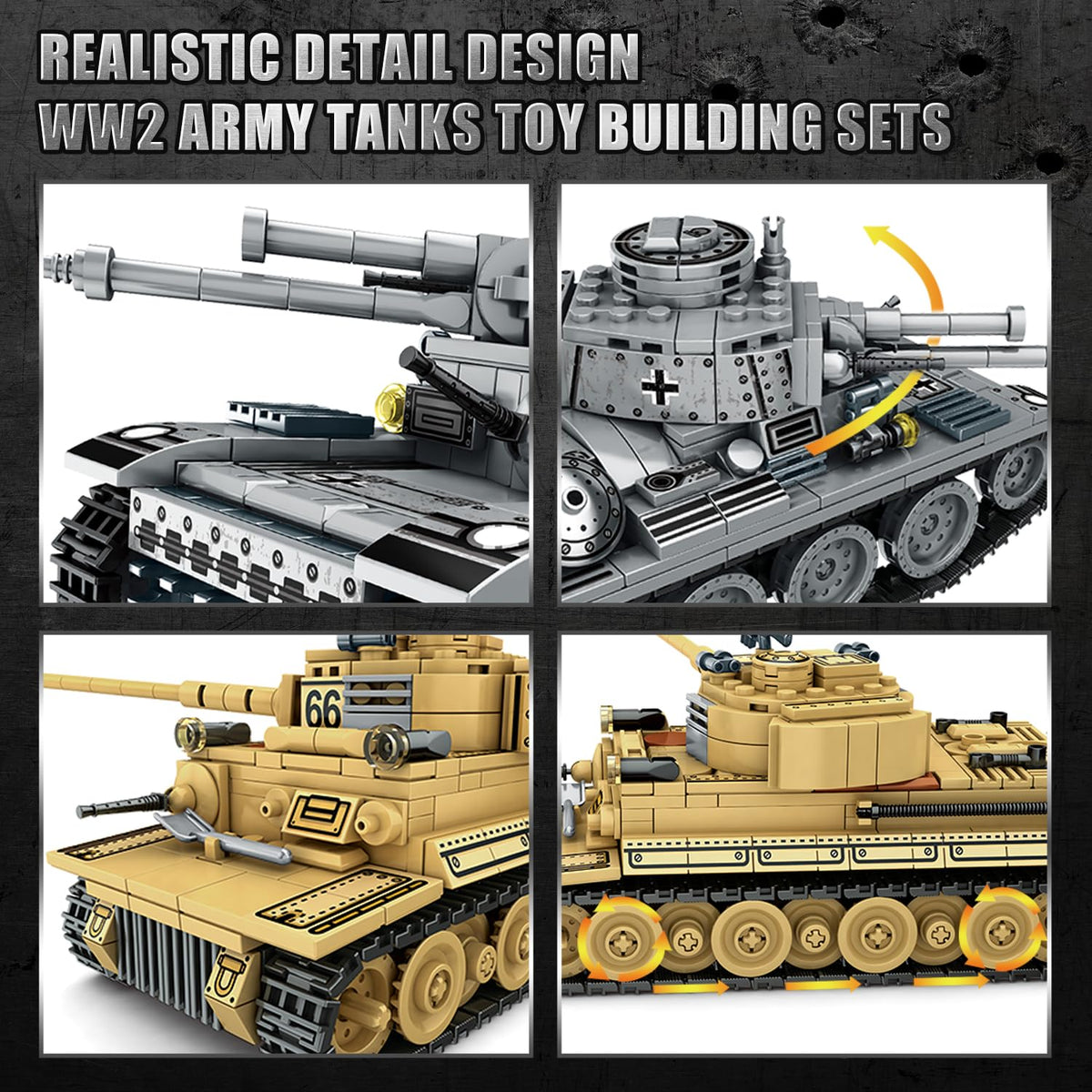 WINGIFT 1030-Piece WW2 Army Tank Set: Panzer 38(t) & Tiger Tank Models for Collectors and Family Builds