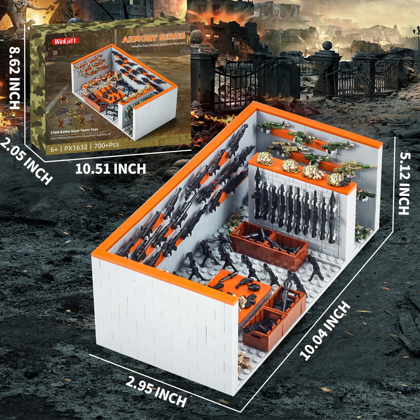 WINGIFT 700-Piece Armory Building Set | WW2 Military Base & STEM Kit