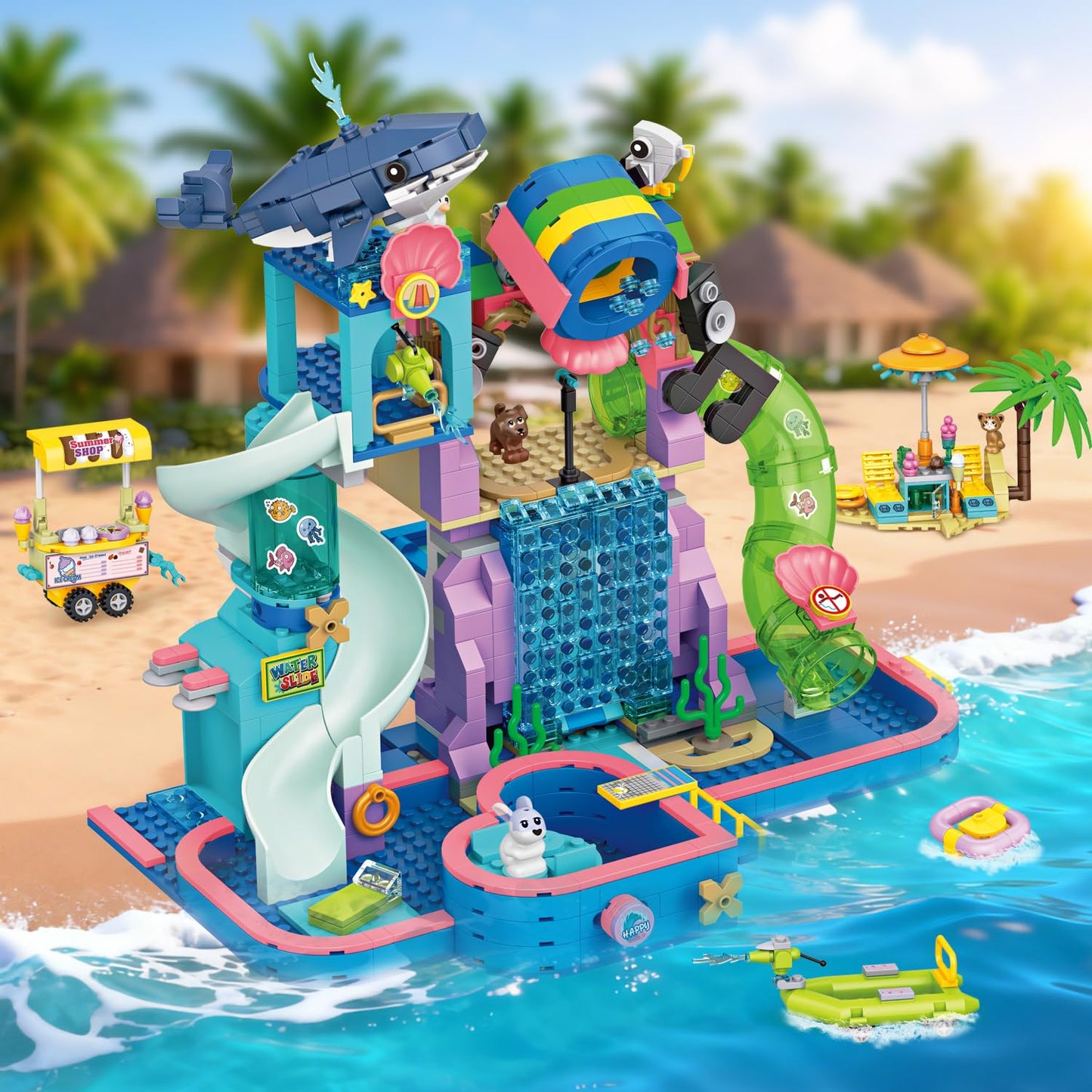 Wingift 1150Pcs Friends Water Park Building Set | STEM Summer Toy for Kids Aged 6-12