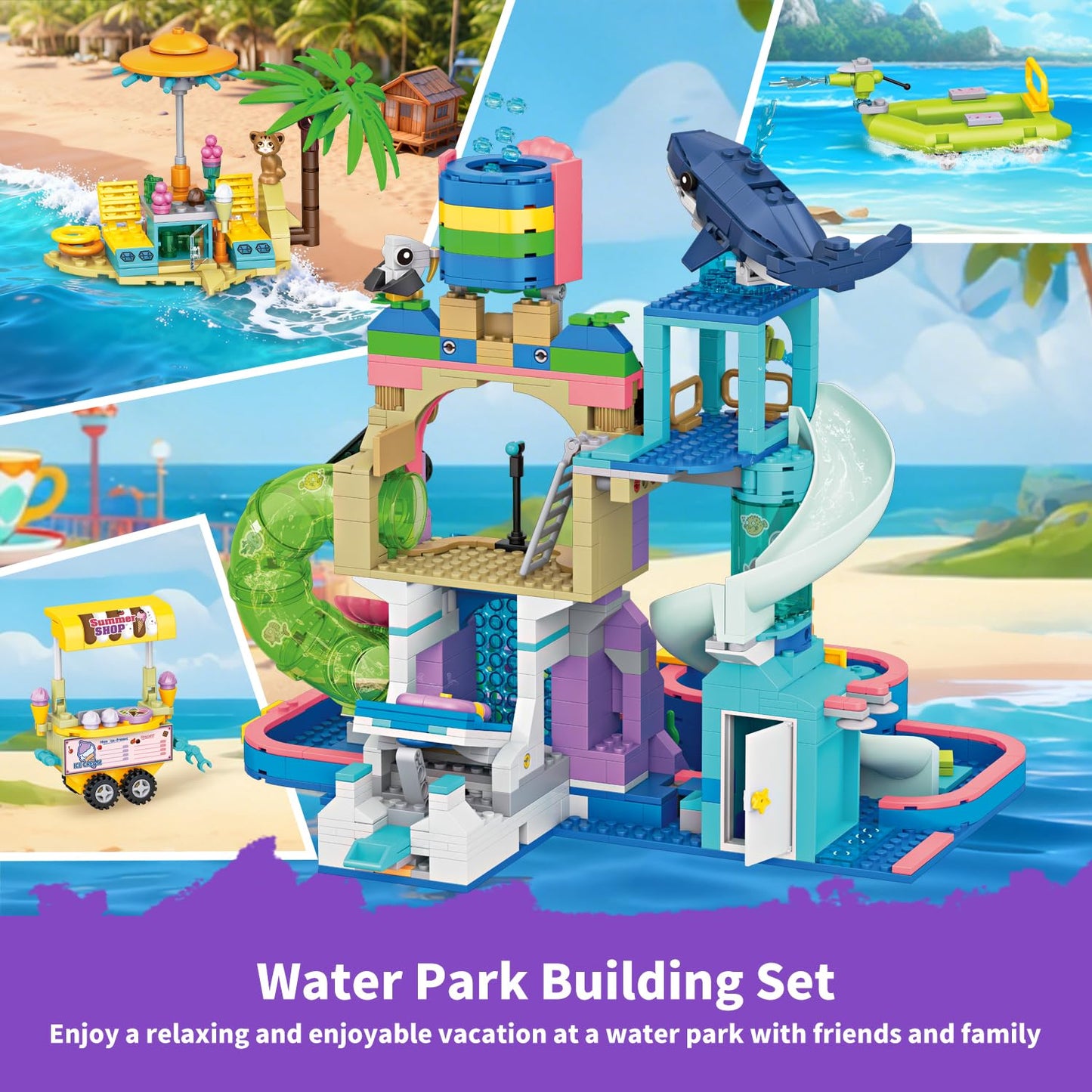 Wingift 1150Pcs Friends Water Park Building Set | STEM Summer Toy for Kids Aged 6-12