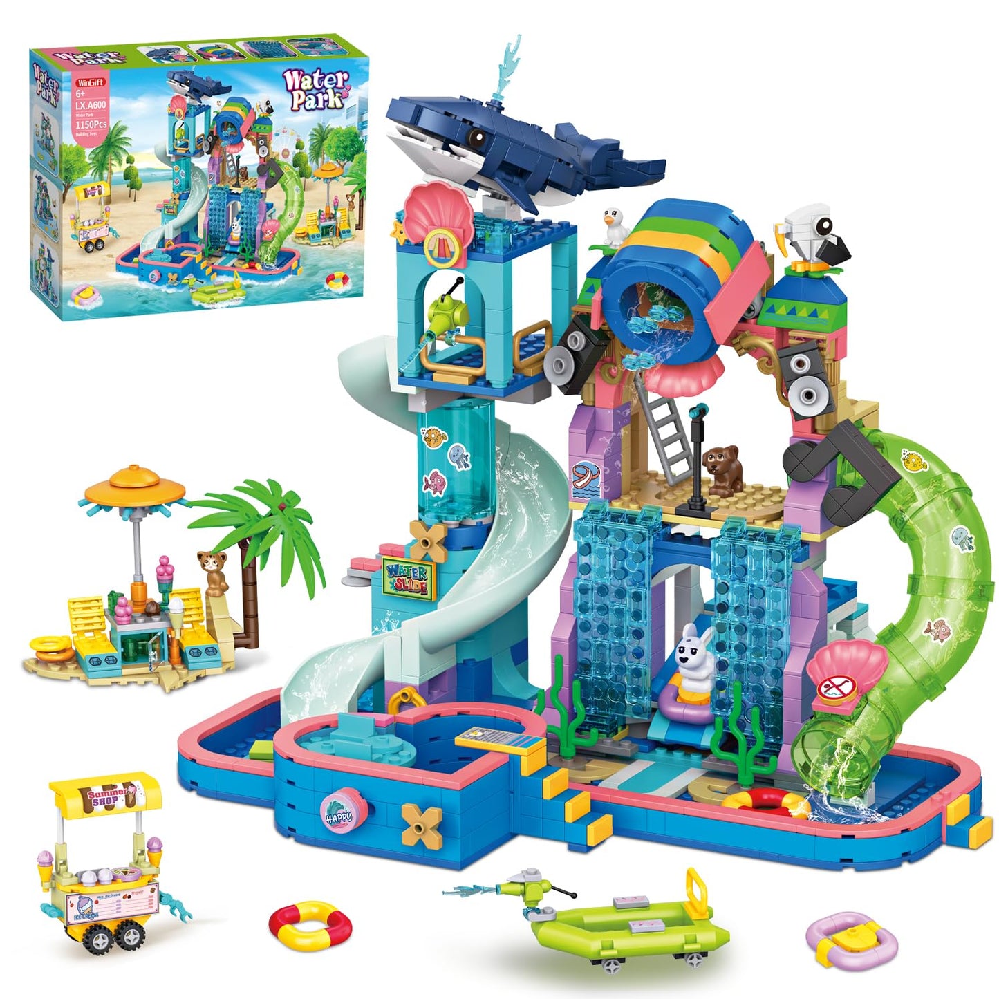Wingift 1150Pcs Friends Water Park Building Set | STEM Summer Toy for Kids Aged 6-12