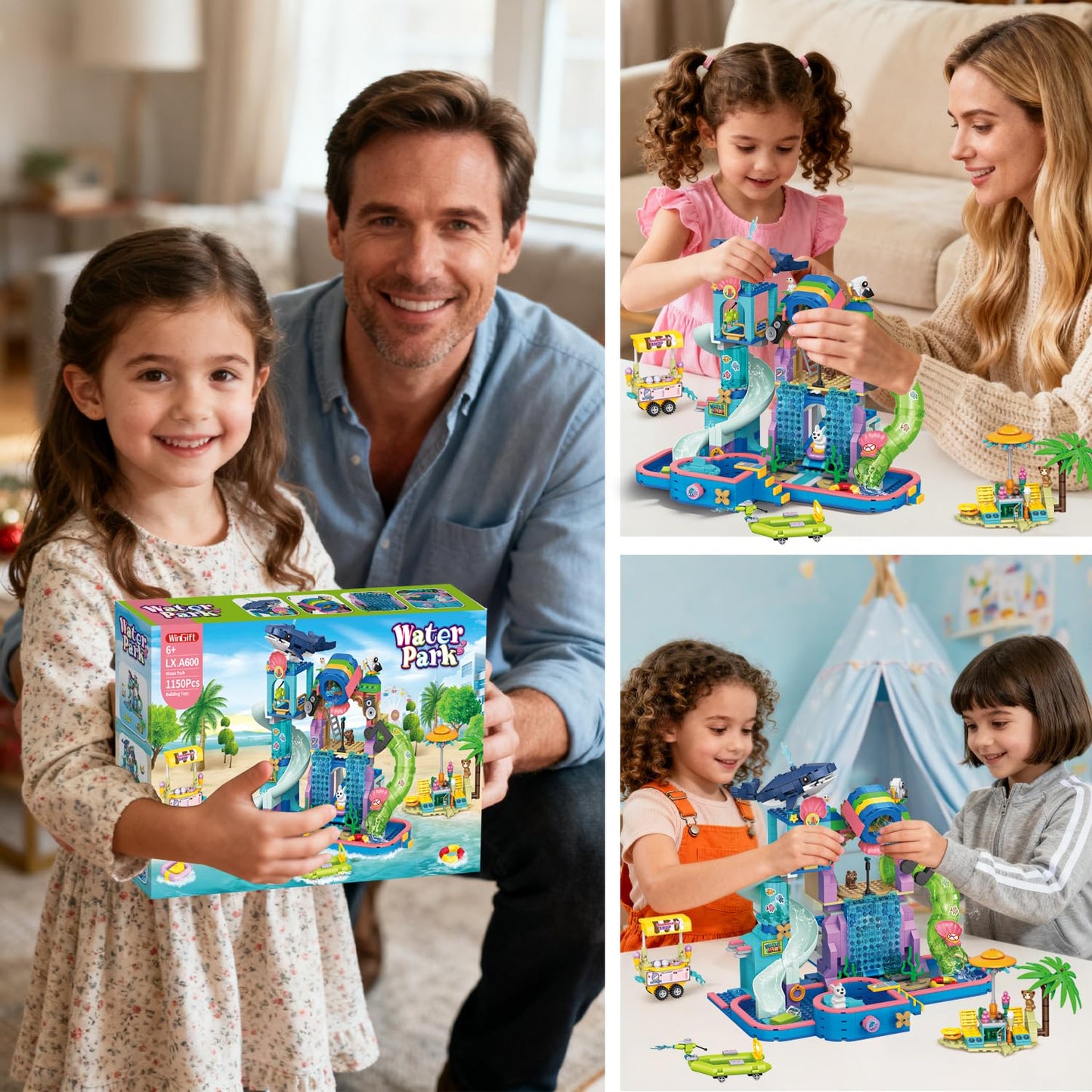 Wingift 1150Pcs Friends Water Park Building Set | STEM Summer Toy for Kids Aged 6-12