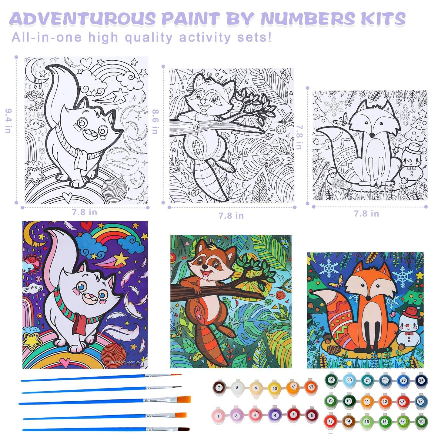 Wings Giant Paint by Numbers Framed Kit – 3-Pack for Kids 4–12 | Arts & Crafts