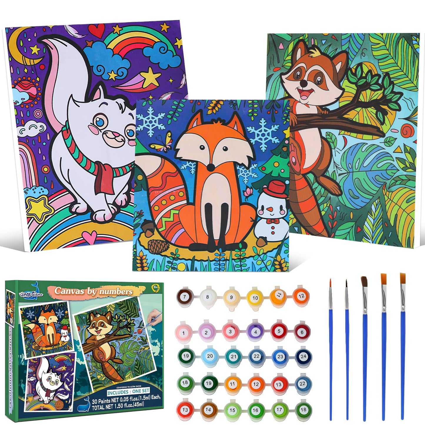 Wings Giant Paint by Numbers Framed Kit – 3-Pack for Kids 4–12 | Arts & Crafts