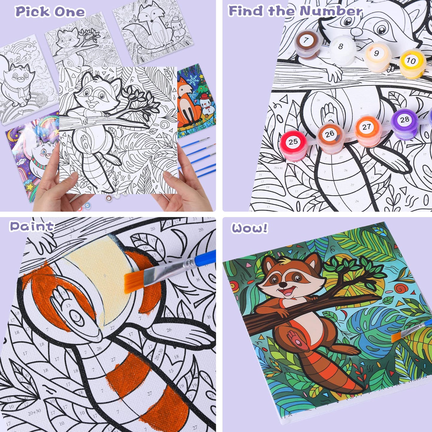 Wings Giant Paint by Numbers Framed Kit – 3-Pack for Kids 4–12 | Arts & Crafts