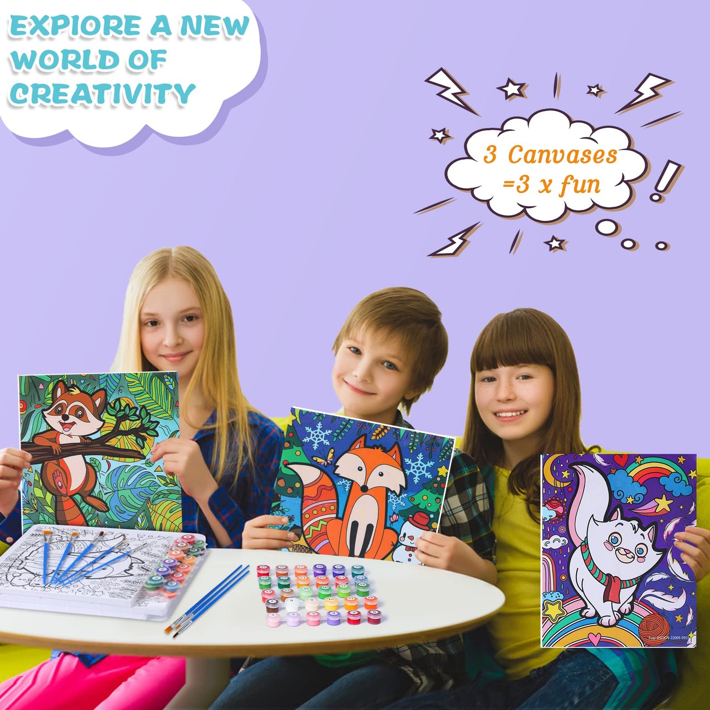 Wings Giant Paint by Numbers Framed Kit – 3-Pack for Kids 4–12 | Arts & Crafts