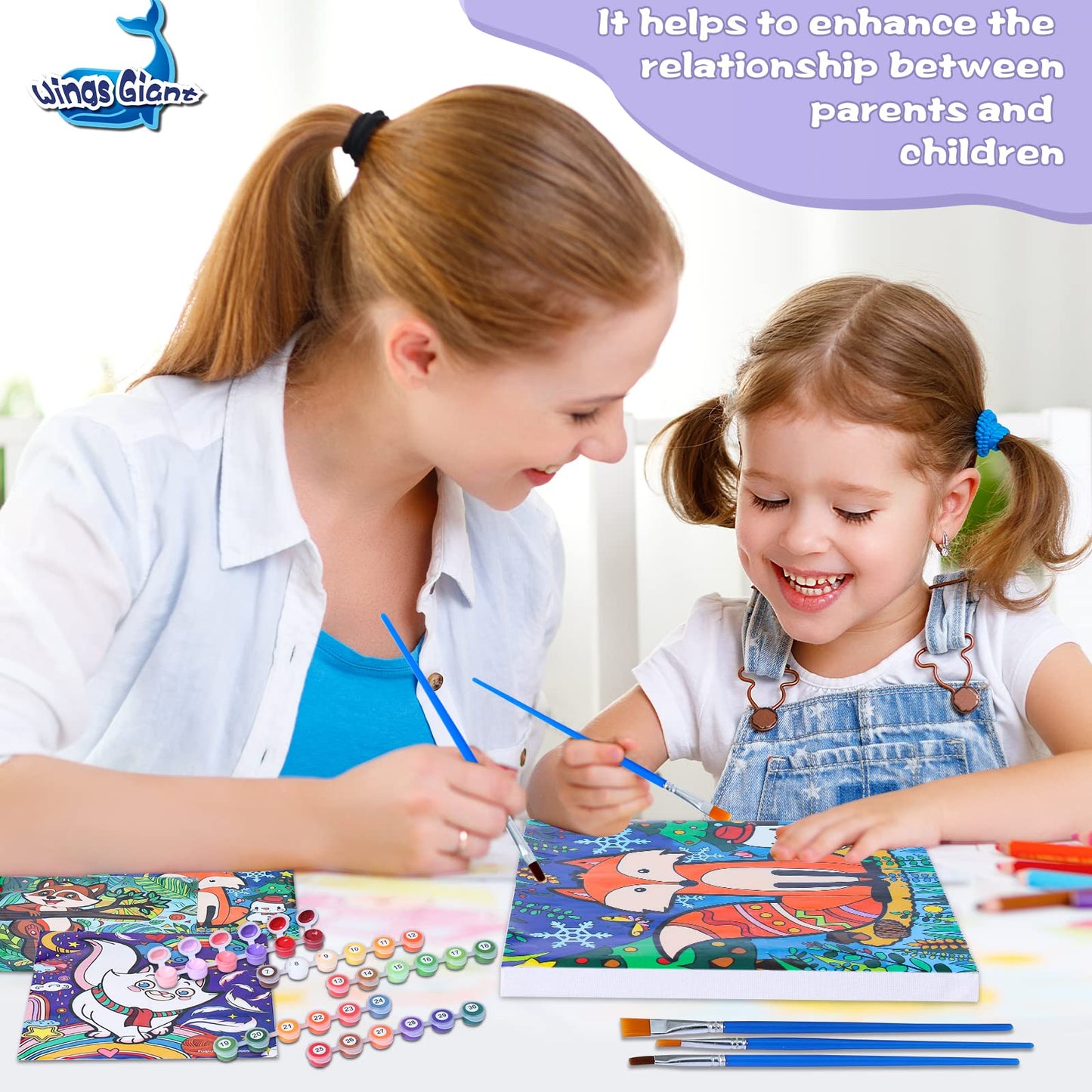 Wings Giant Paint by Numbers Framed Kit – 3-Pack for Kids 4–12 | Arts & Crafts