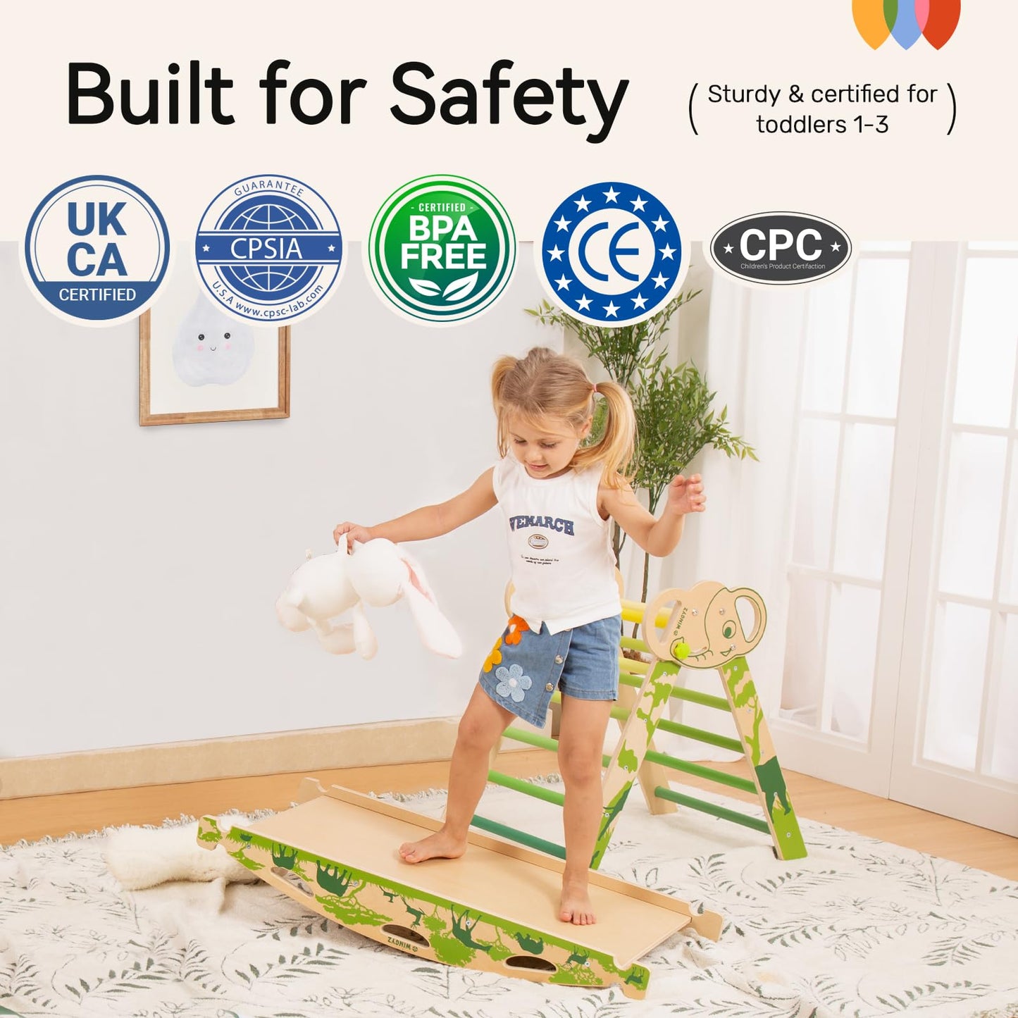 Wingyz 8-in-1 Pikler Triangle Set with Cushion – Montessori Indoor Climber for 1-3 Year Olds (Green)