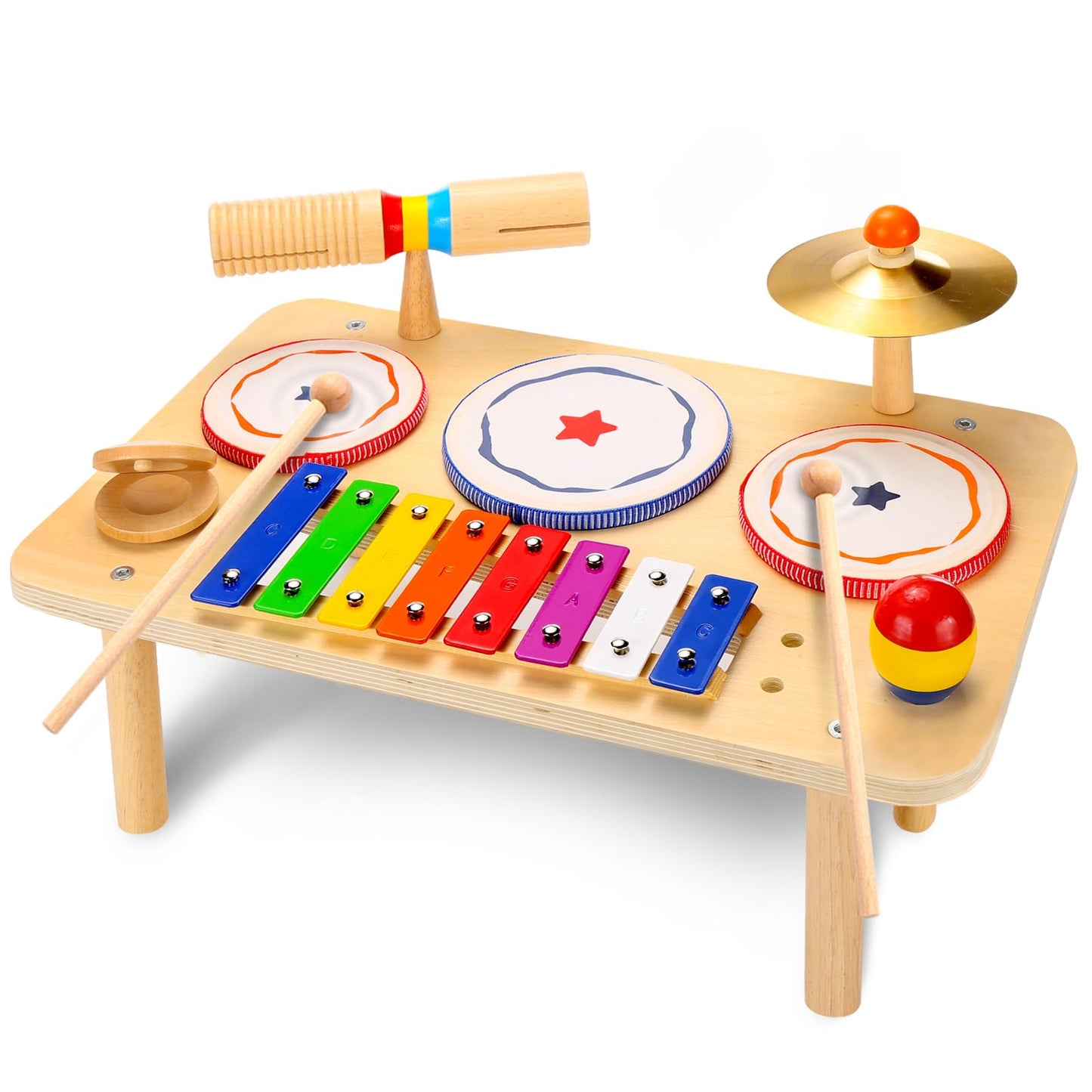 WINGYZ Baby Drum Set – 9-in-1 Wooden Musical Toy for Toddlers 1–3 | Xylophone, Drum, Cymbal & Tone Block