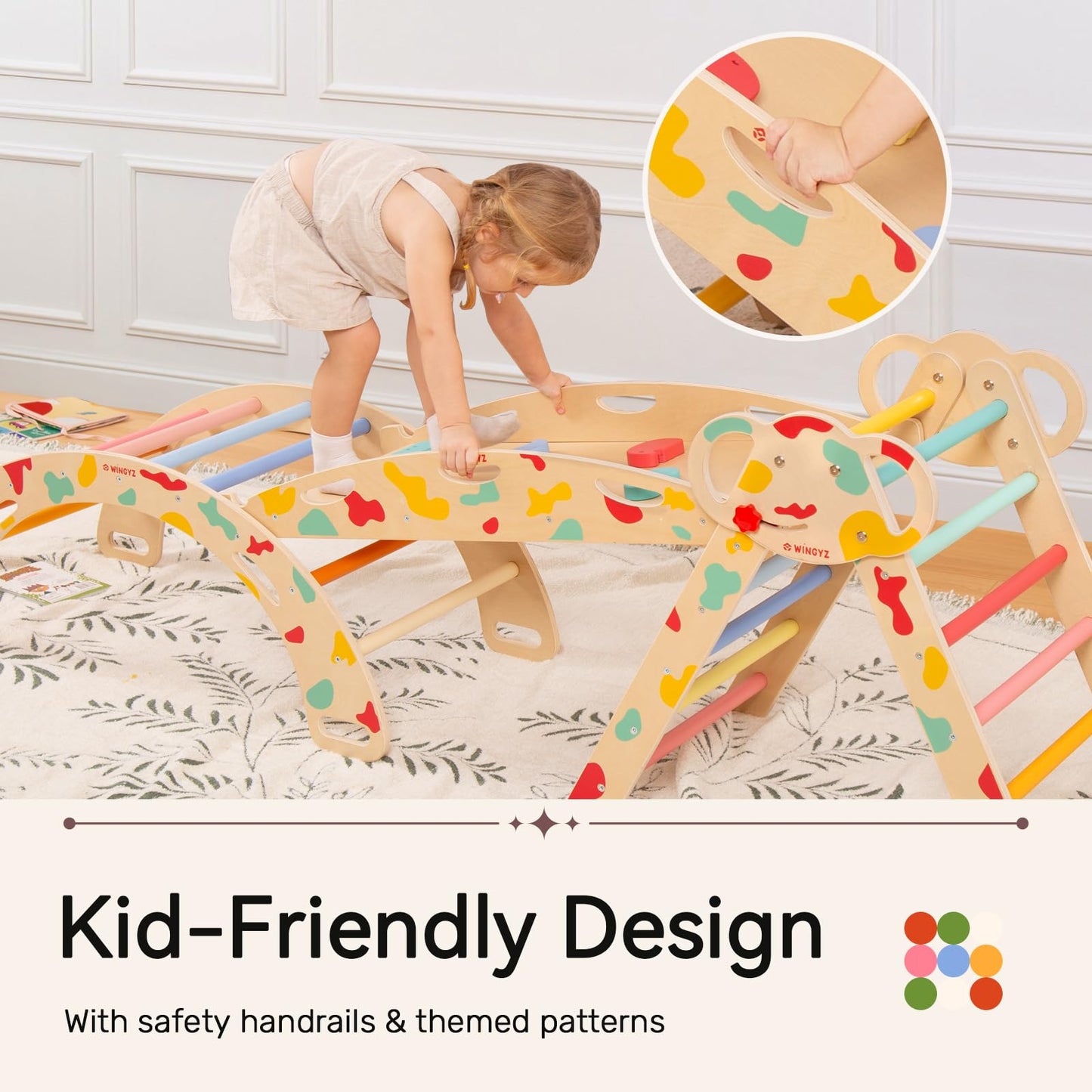 Wingyz Pikler Triangle Climbing Set with Cushion – Foldable 8-in-1 Indoor Jungle Gym for Toddlers 18 Months+