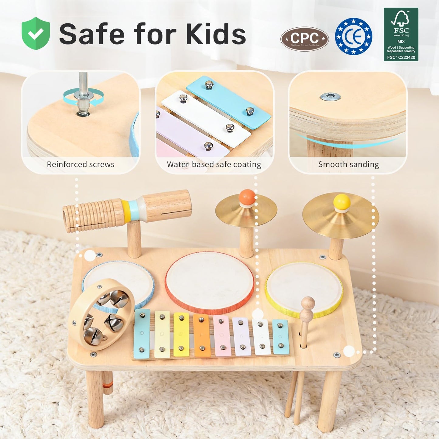 WINGYZ Kids Drum Set – 9-in-1 Montessori Toy for Toddlers (Ages 1-3)