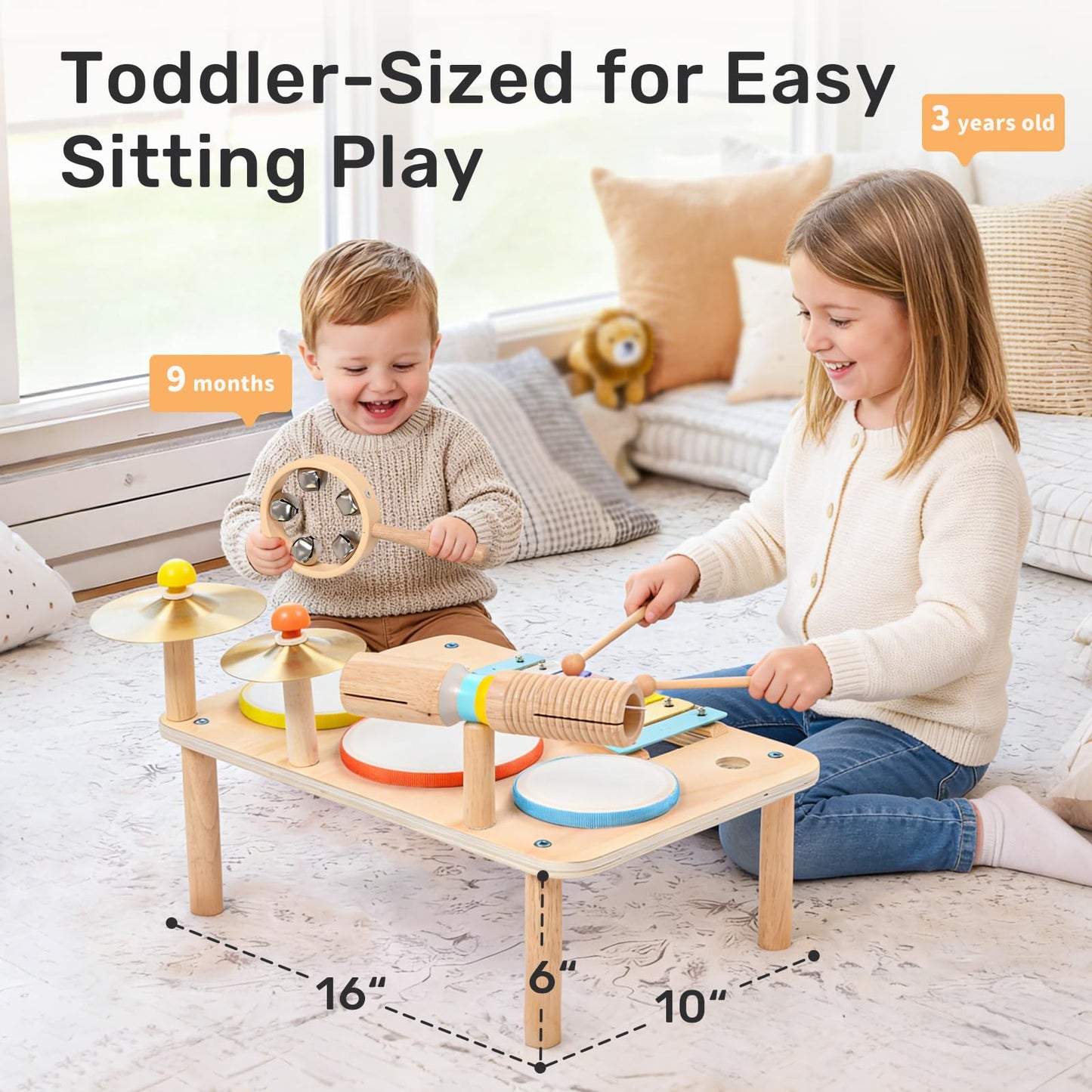 WINGYZ Kids Drum Set – 9-in-1 Montessori Toy for Toddlers (Ages 1-3)