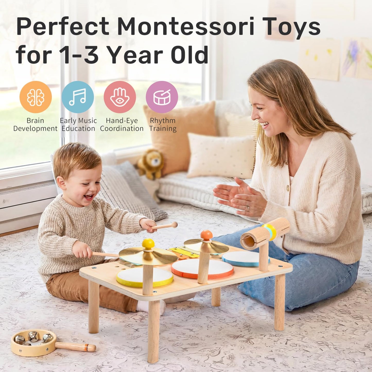 WINGYZ Kids Drum Set – 9-in-1 Montessori Toy for Toddlers (Ages 1-3)