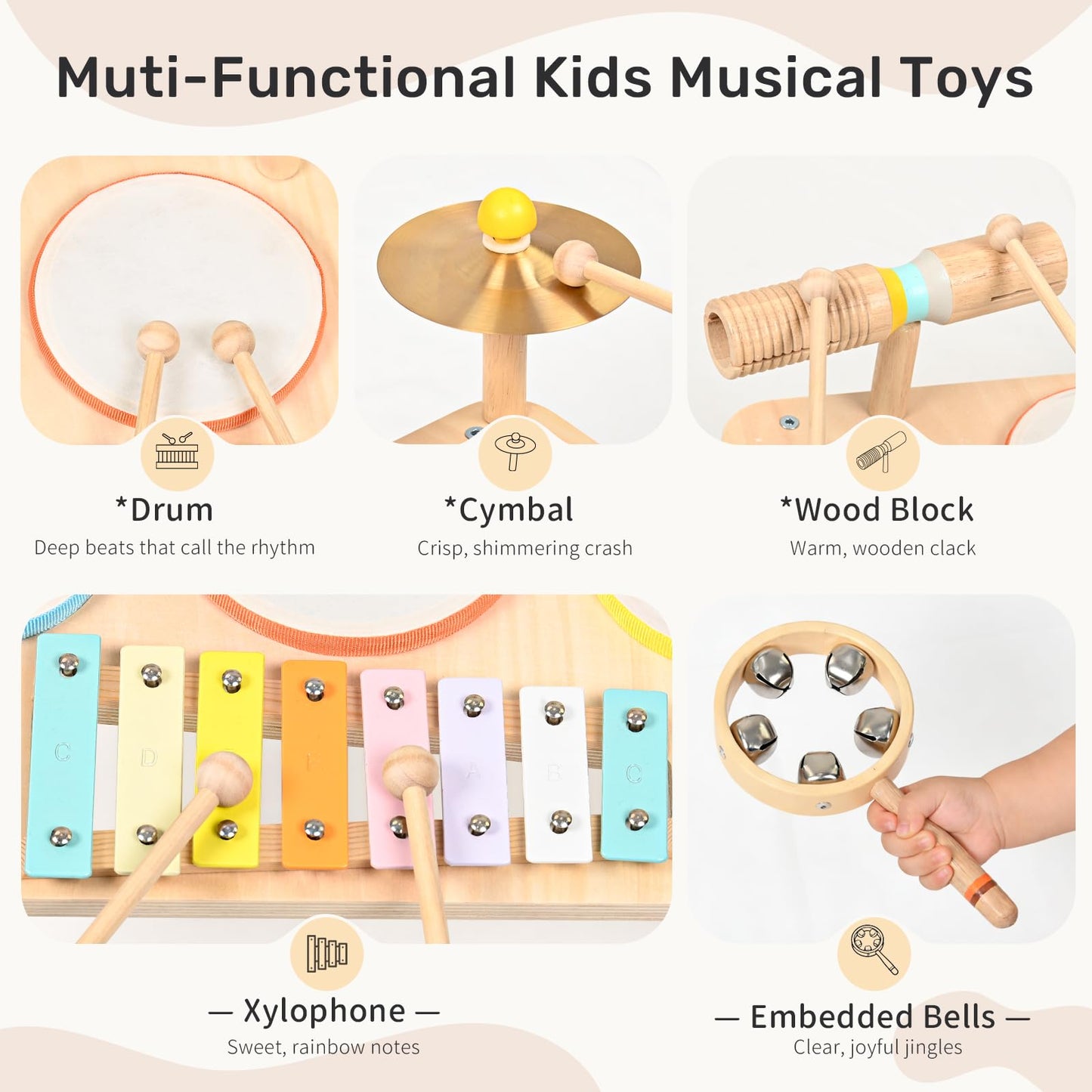 WINGYZ Kids Drum Set – 9-in-1 Montessori Toy for Toddlers (Ages 1-3)