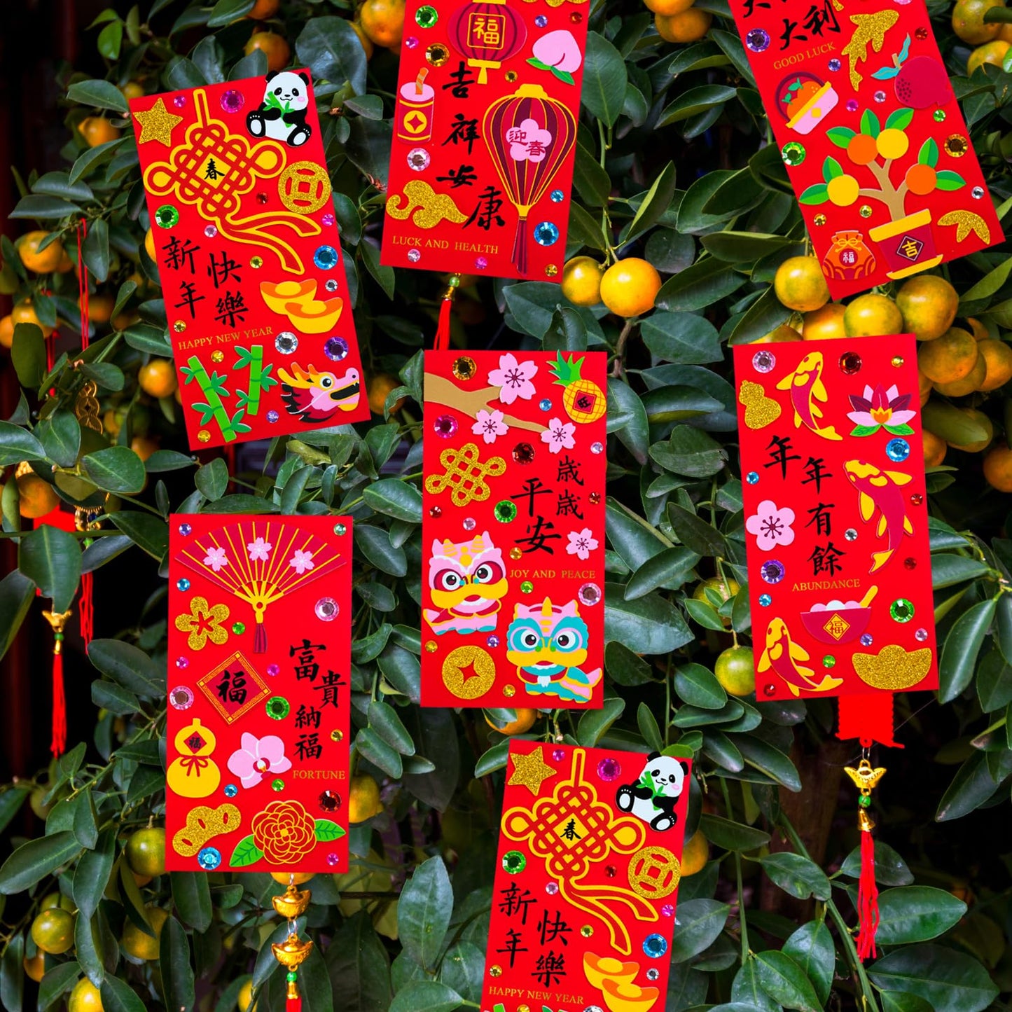 Winlyn 24-Pack Chinese New Year Red Envelopes Craft Kit | DIY Hong Bao for Kids