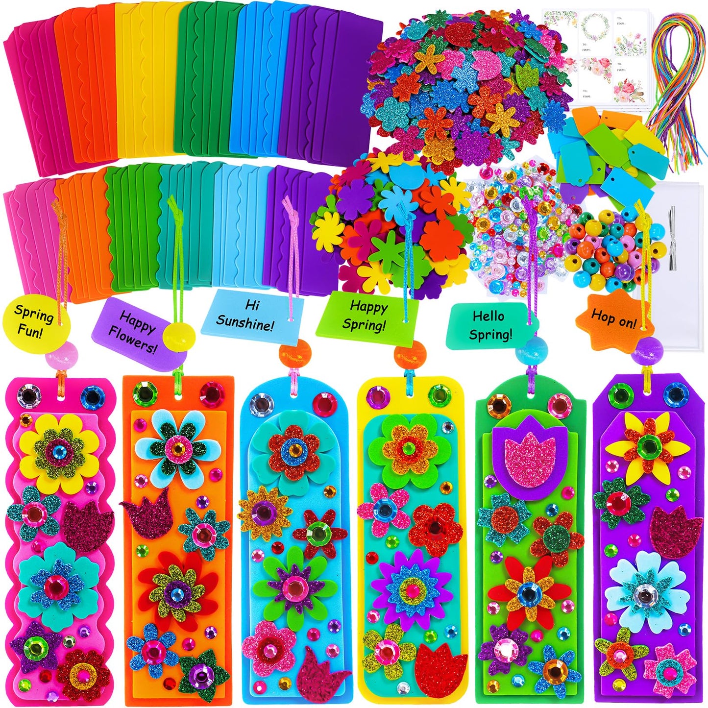 Winlyn 36-Set Flower Crafts Kit — DIY 3D Tulip & Sunflower Bookmarks, Ornaments for Kids