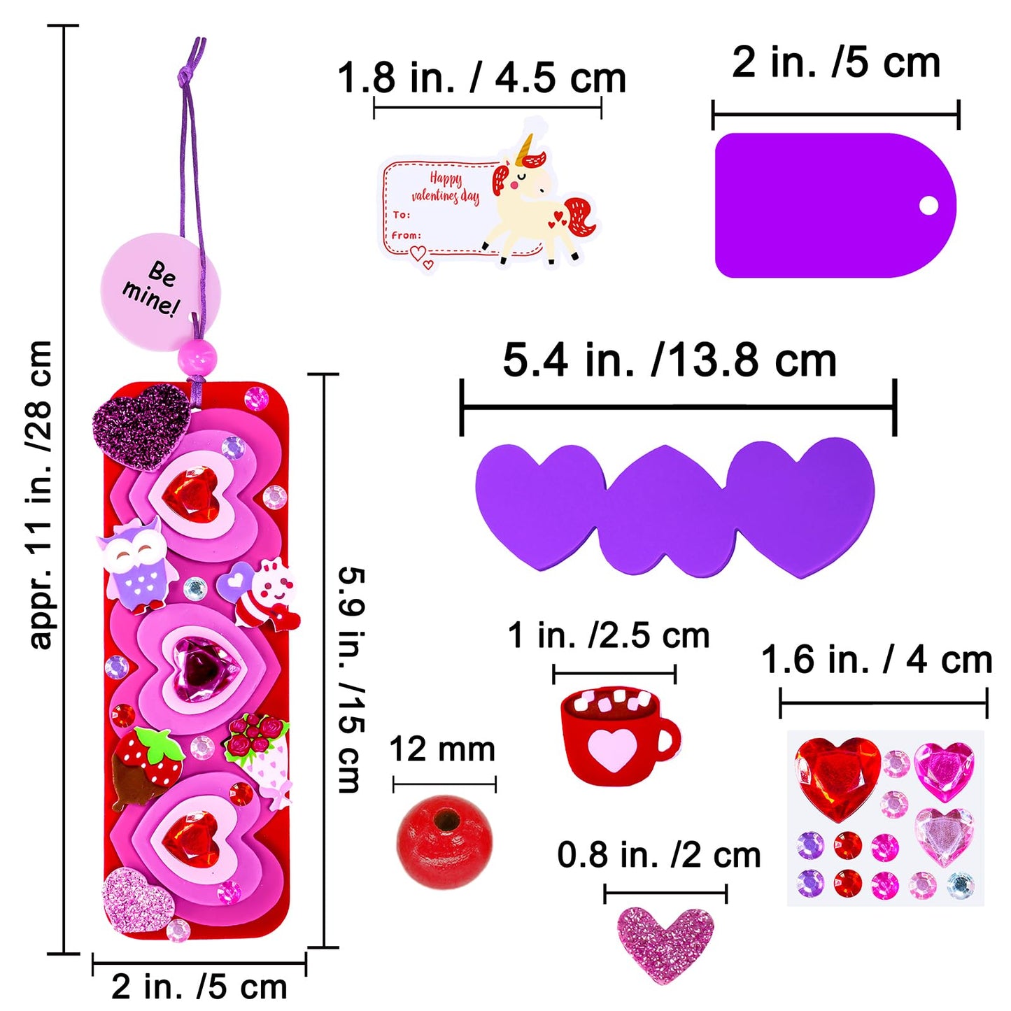 Winlyn 36-Set Valentine's Day DIY 3D Heart Bookmarks Kit for Kids