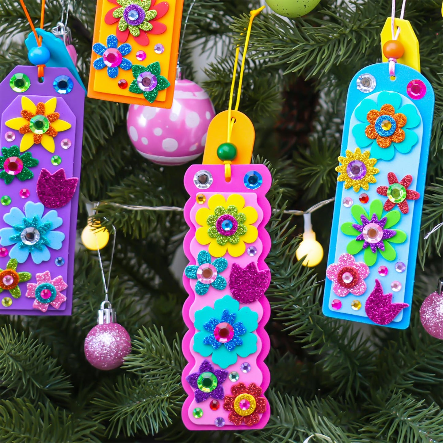 Winlyn 36-Set Flower Crafts Kit — DIY 3D Tulip & Sunflower Bookmarks, Ornaments for Kids