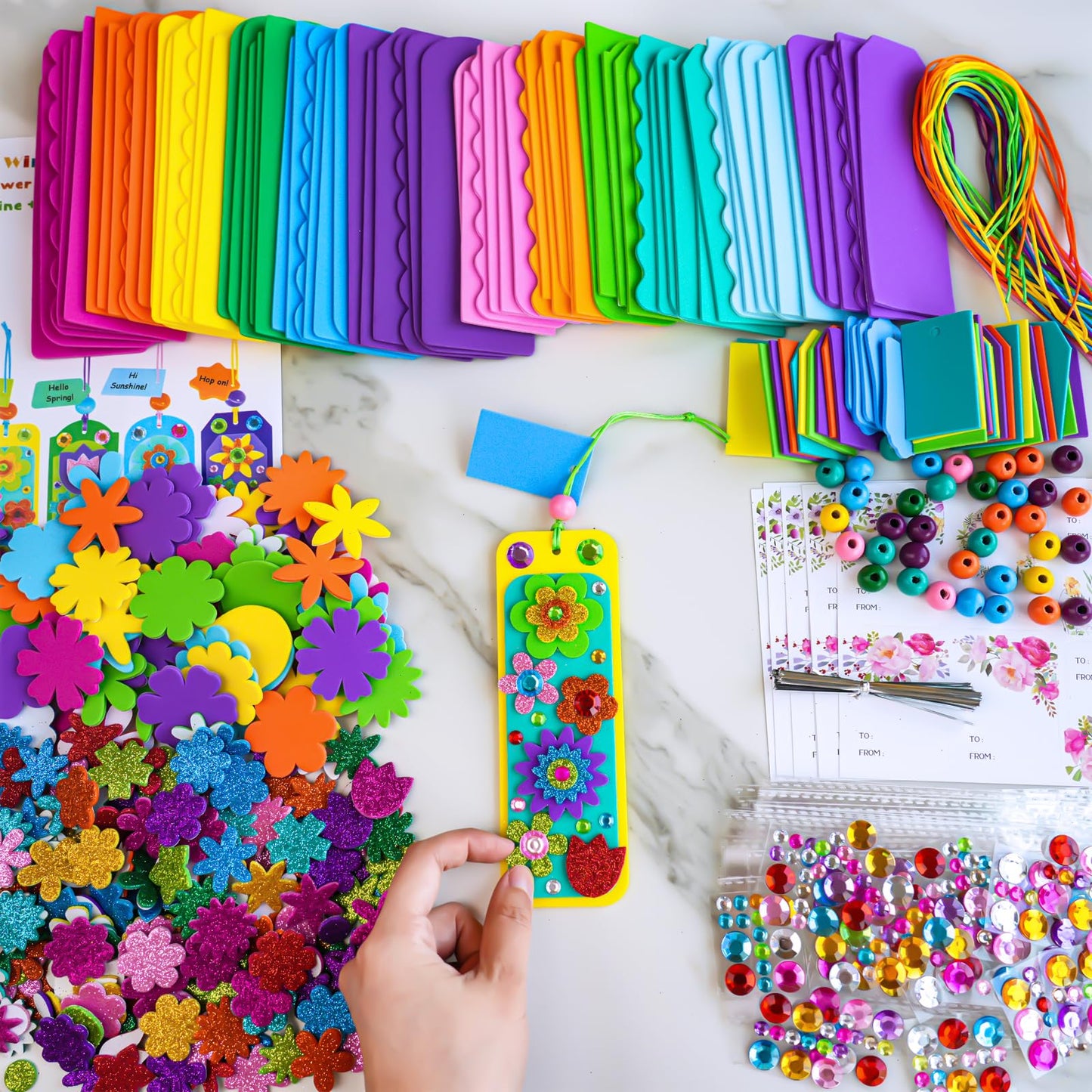 Winlyn 36-Set Flower Crafts Kit — DIY 3D Tulip & Sunflower Bookmarks, Ornaments for Kids
