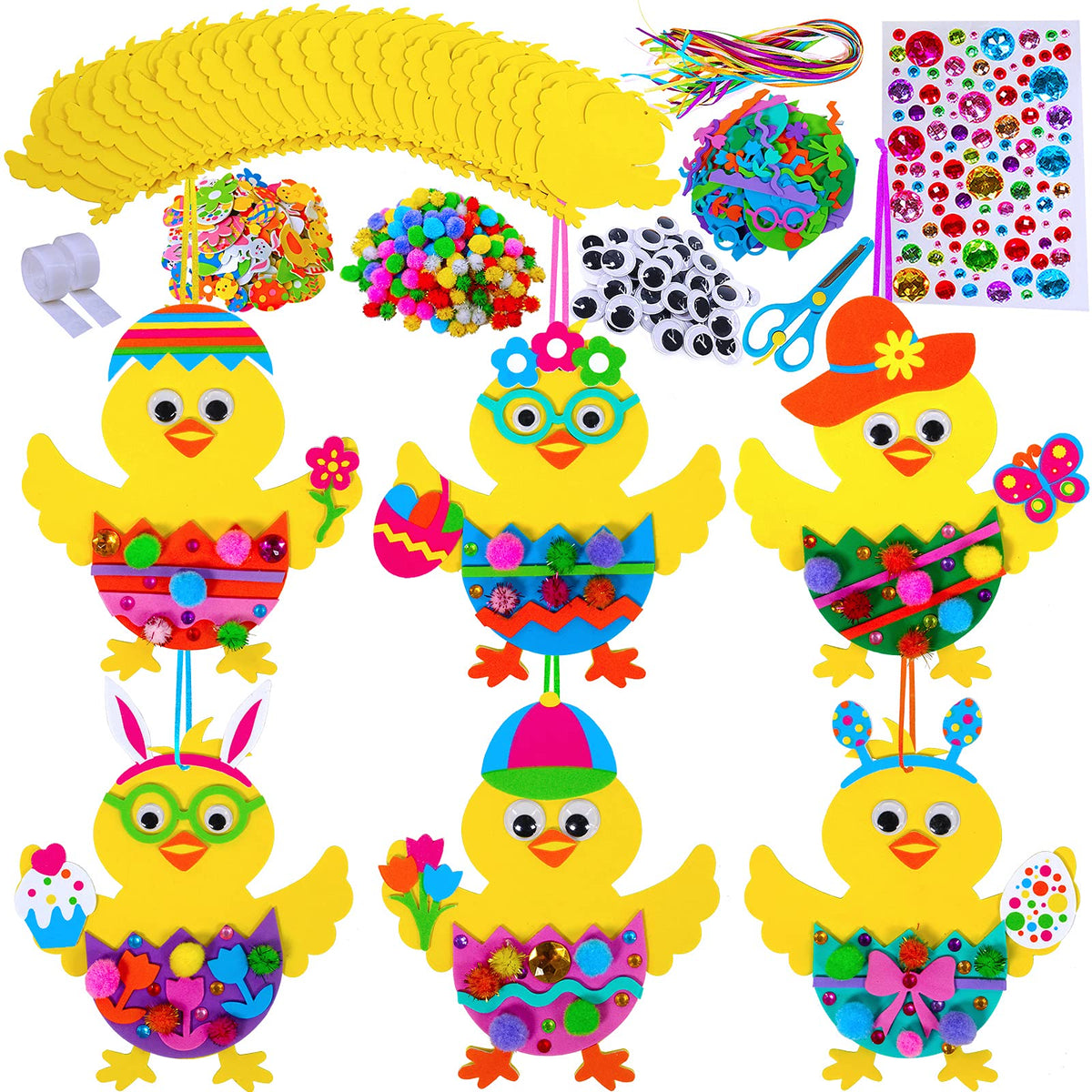 Winlyn 24-Set Easter Chick Hatching Ornaments DIY Kit for Kids