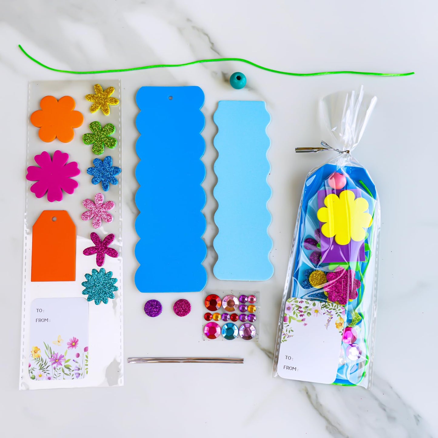 Winlyn 36-Set Flower Crafts Kit — DIY 3D Tulip & Sunflower Bookmarks, Ornaments for Kids